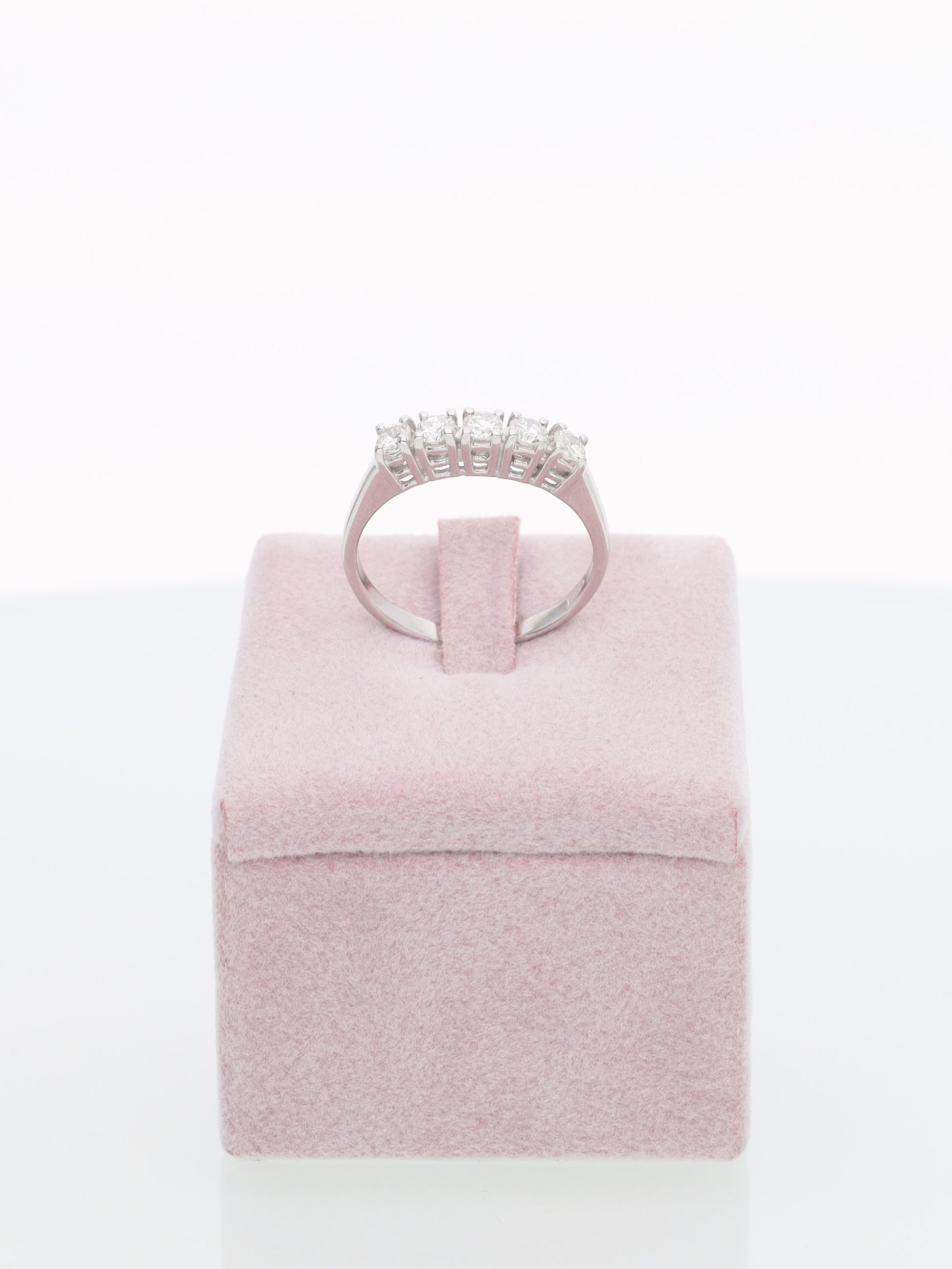 Anello Veretta in Oro Bianco 18 kt con 5 Brillanti