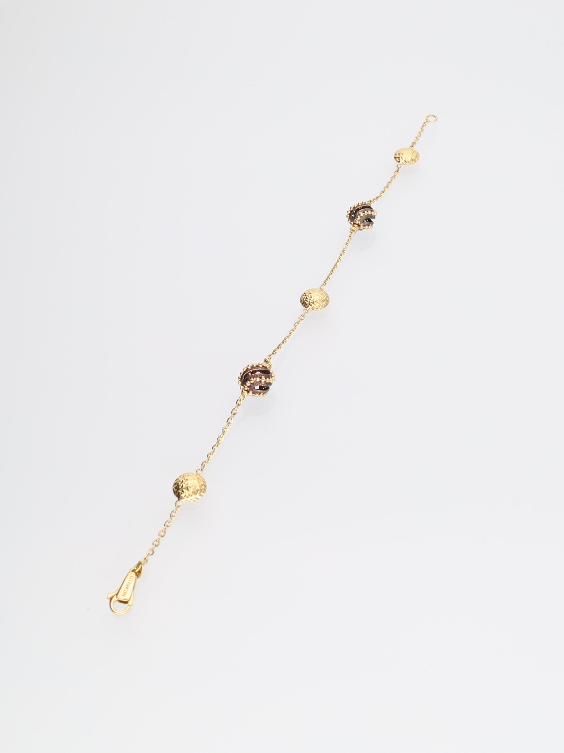 Bracciale in Oro Giallo 18 kt con Sfere e Ovali Fantasia