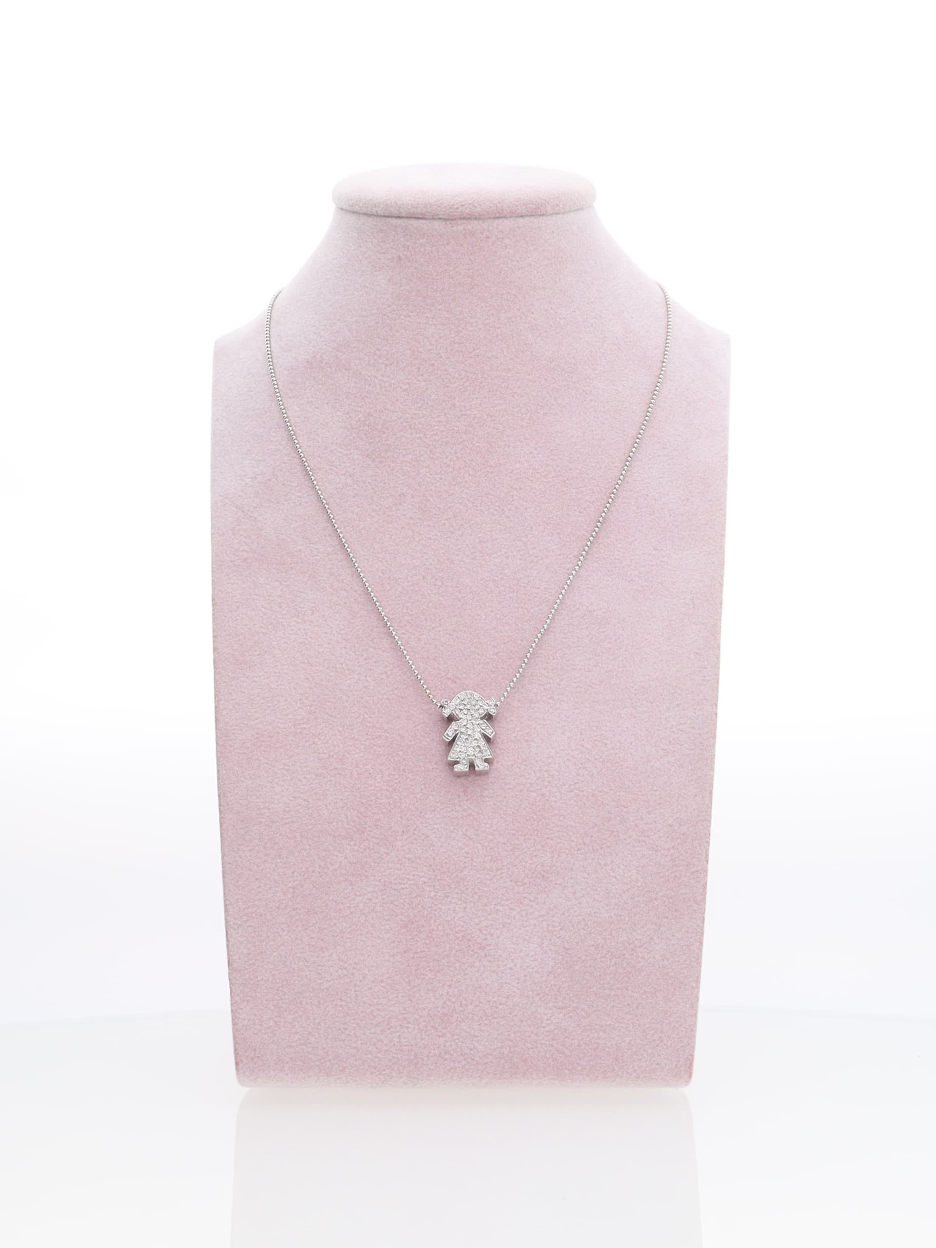 Catenina oro bianco con ciondolo diamantato "bimba"