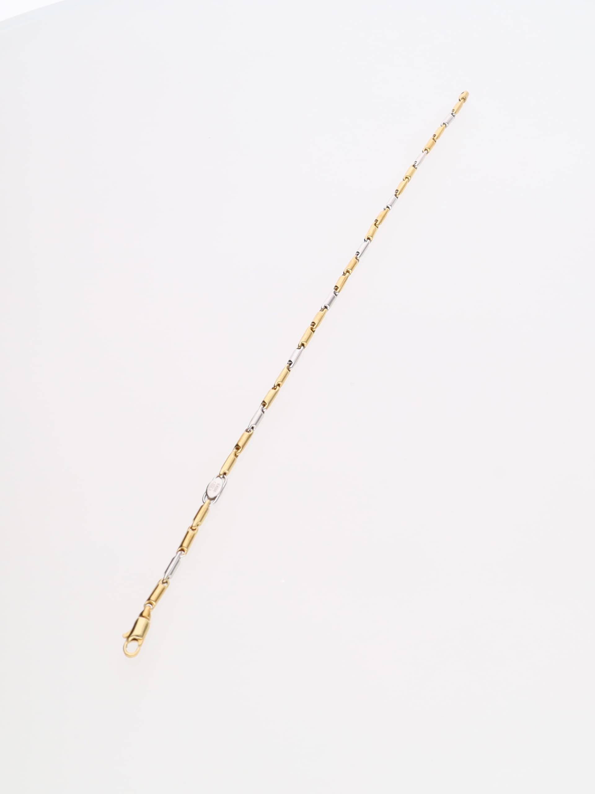 Bracciale oro bianco e oro giallo 18kt - maglia chicco di riso