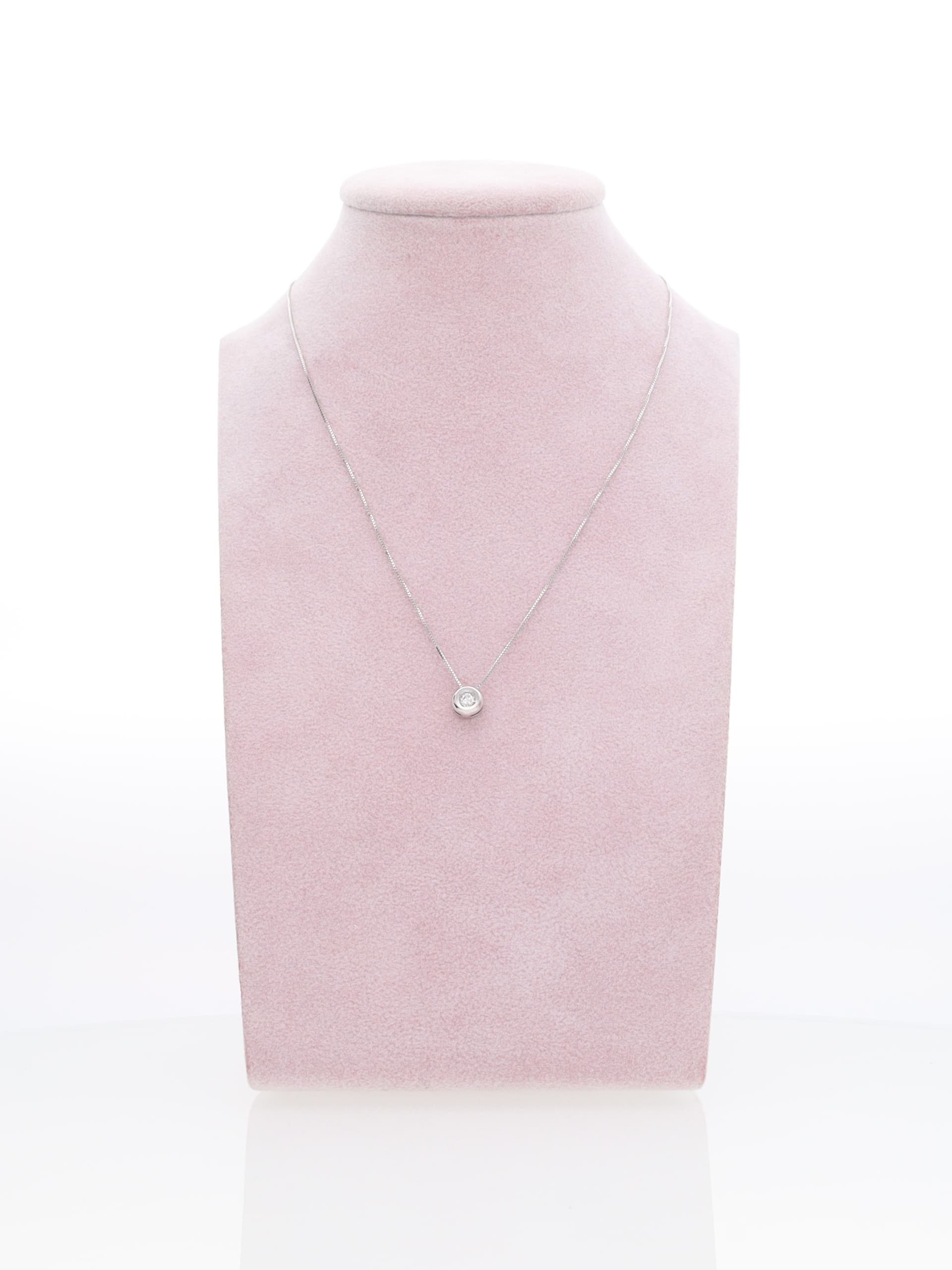 Catenina in oro bianco 18kt con punto luce - Diamante 0.10ct