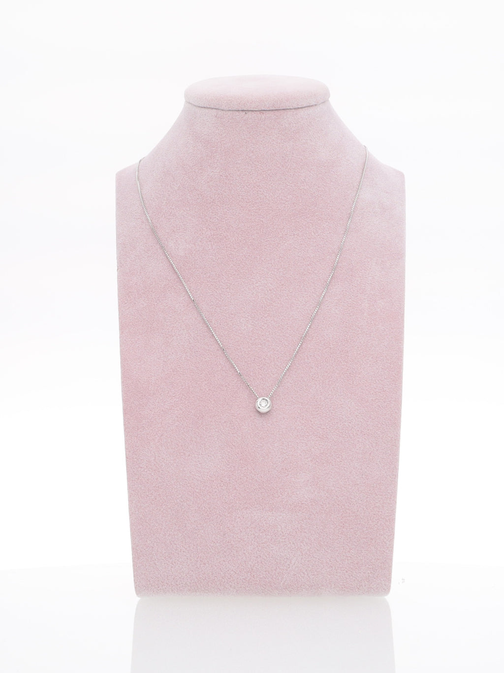 Catenina in oro bianco 18kt con punto luce - Diamante 0.10ct