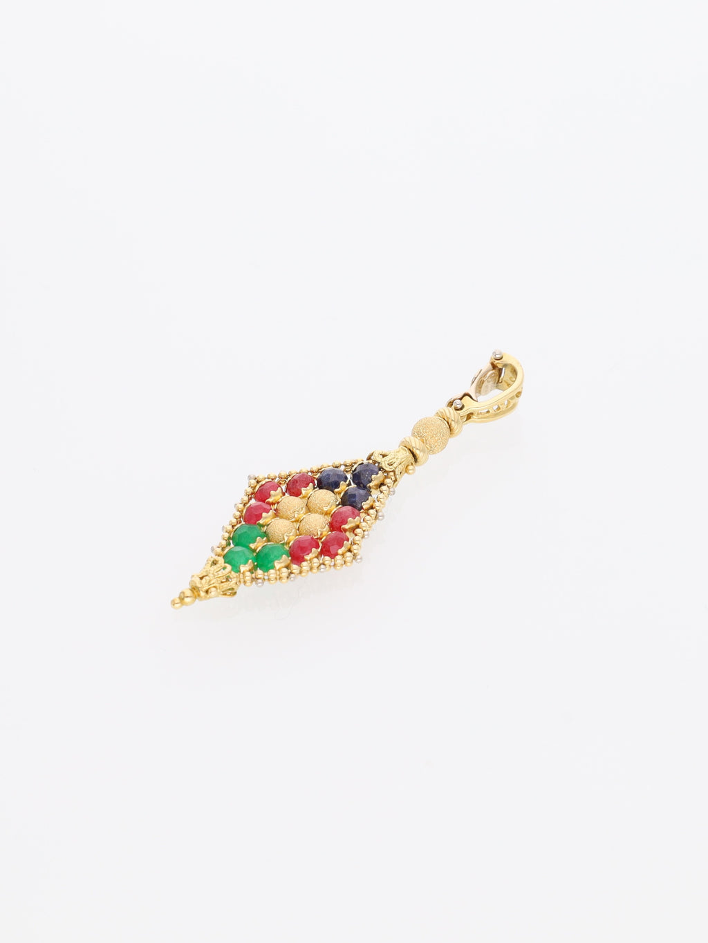 Ciondolo in oro giallo 18kt con pietre colorate