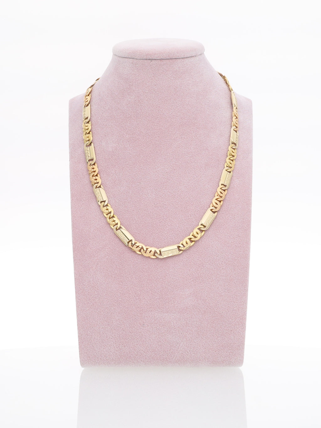 Collana due ori 18kt - Maglie piatte alternate