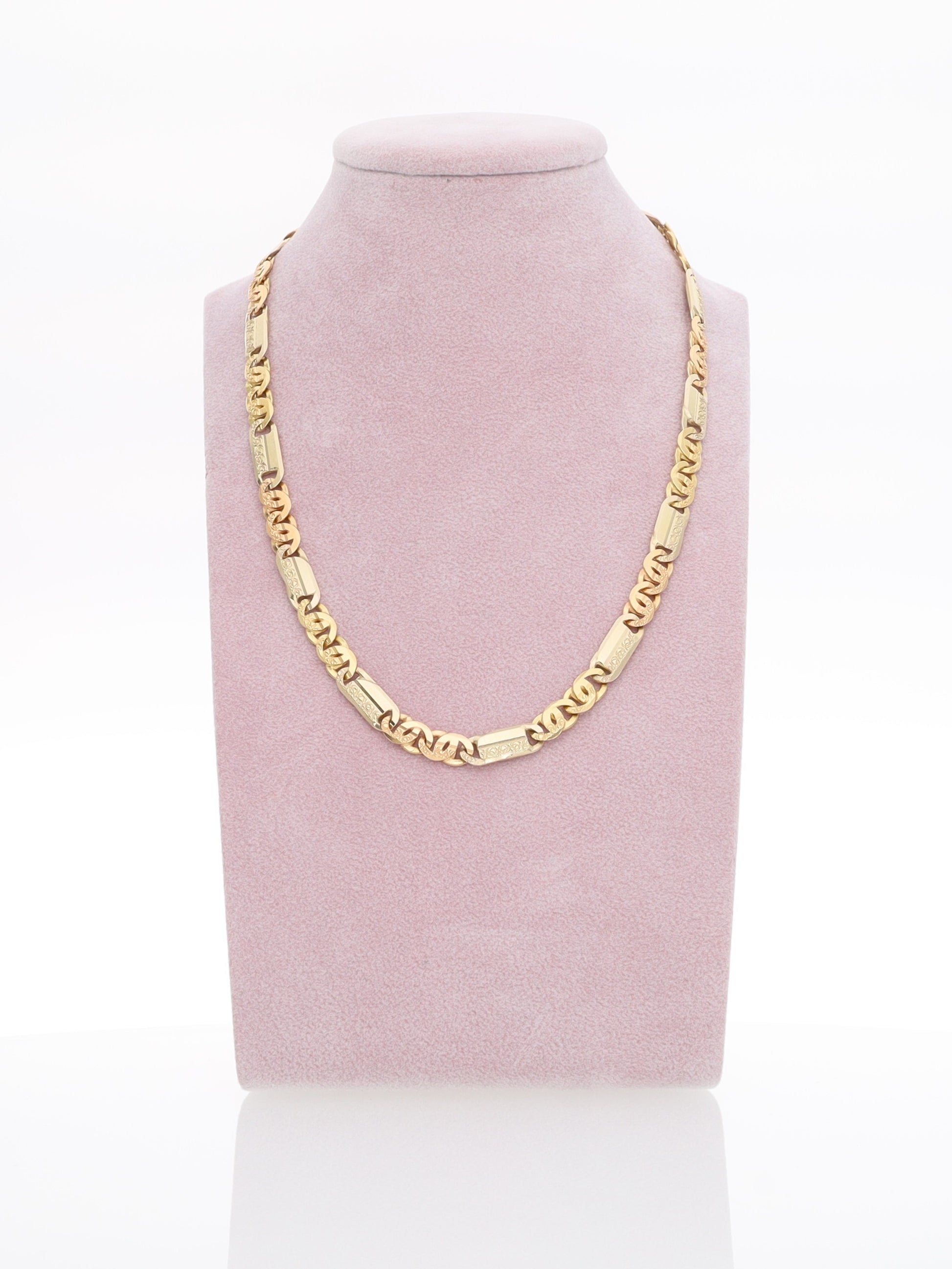 Collana due ori 18kt - Maglie piatte alternate