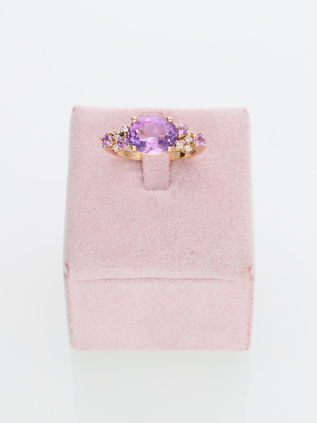 Anello oro rosa 18kt con ametiste e Diamanti - marcato Miluna