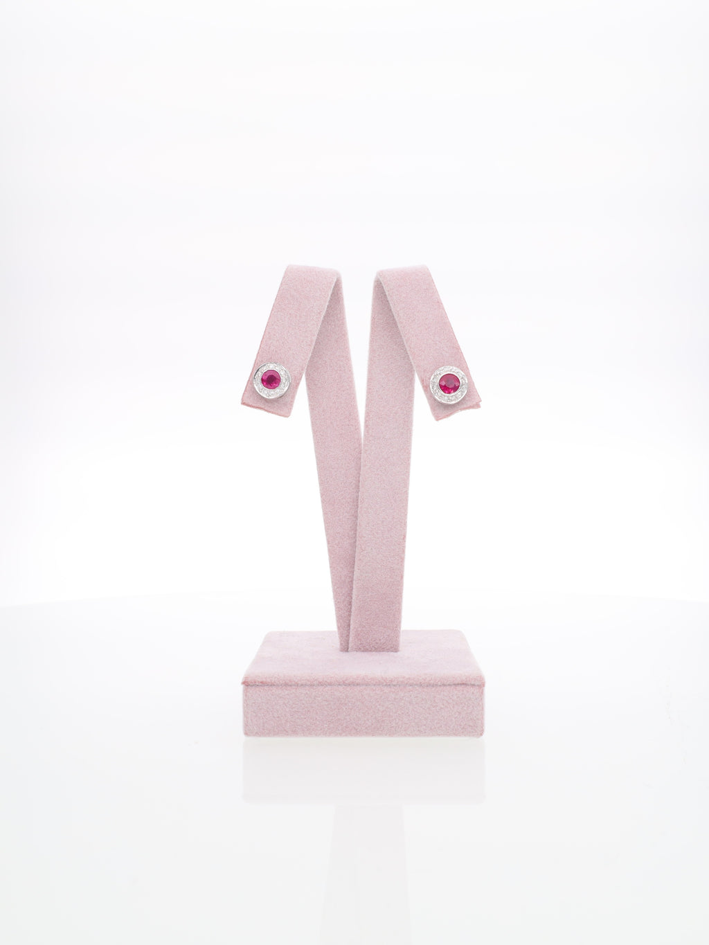 Orecchini punto luce Rubini Oro Bianco 18kt - con Diamanti 0.11ct