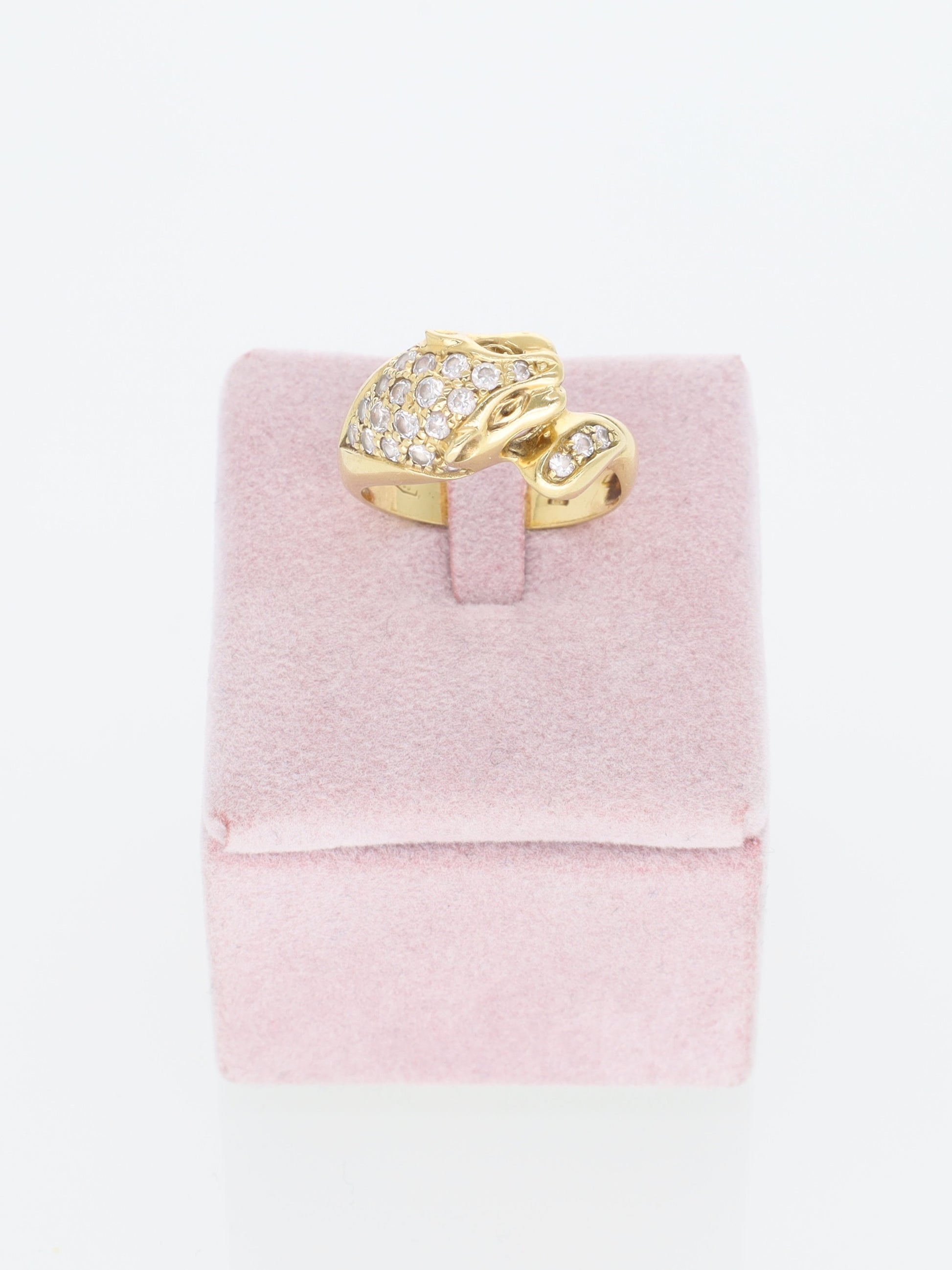Anello Pantera in Oro Giallo 18 kt con Zirconi