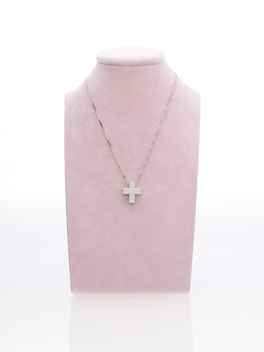 Collana oro bianco 18kt con croce diamantata - marcato Salvini