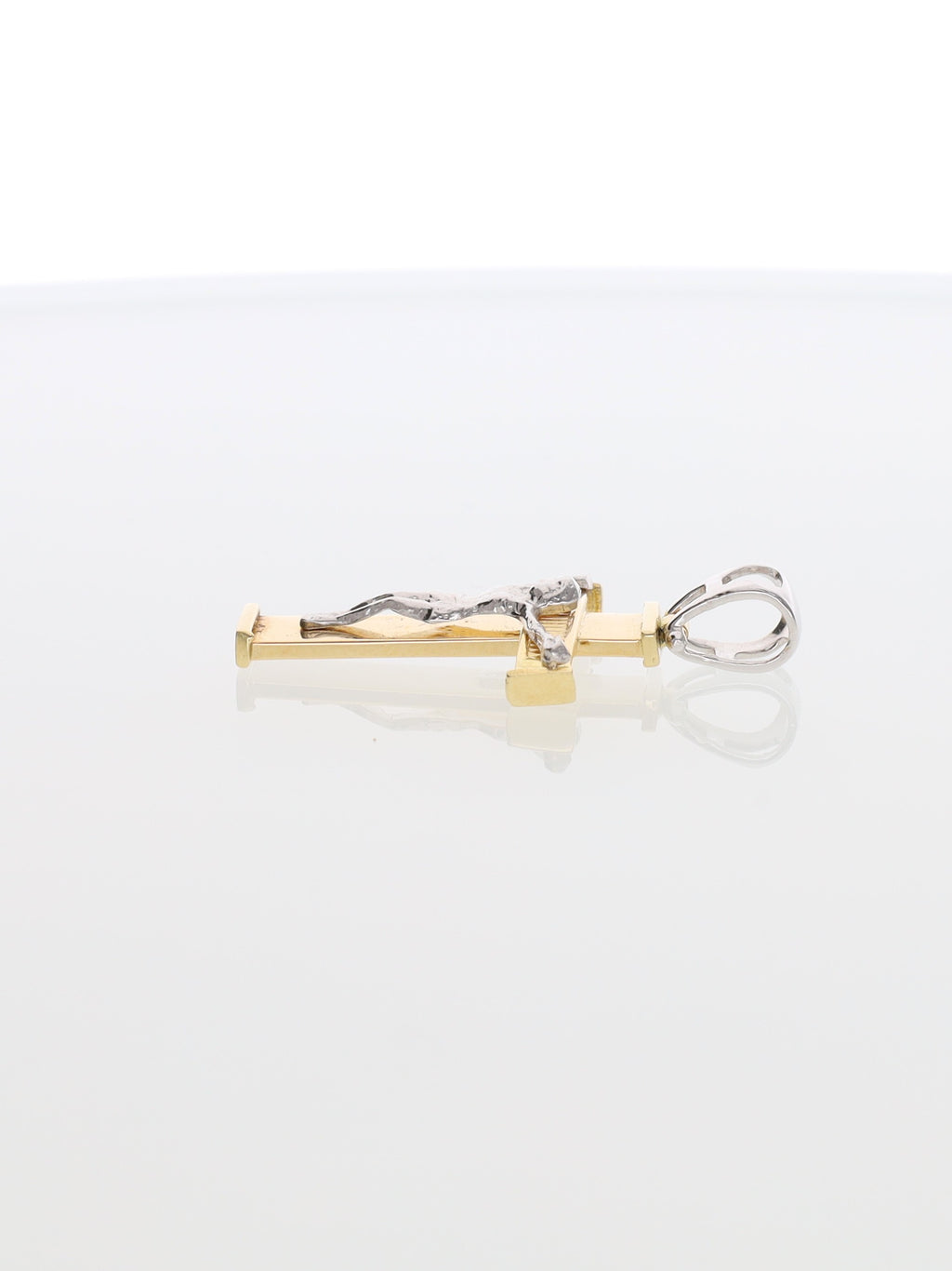 Ciondolo crocifisso oro giallo e bianco 18kt - croce squadrata