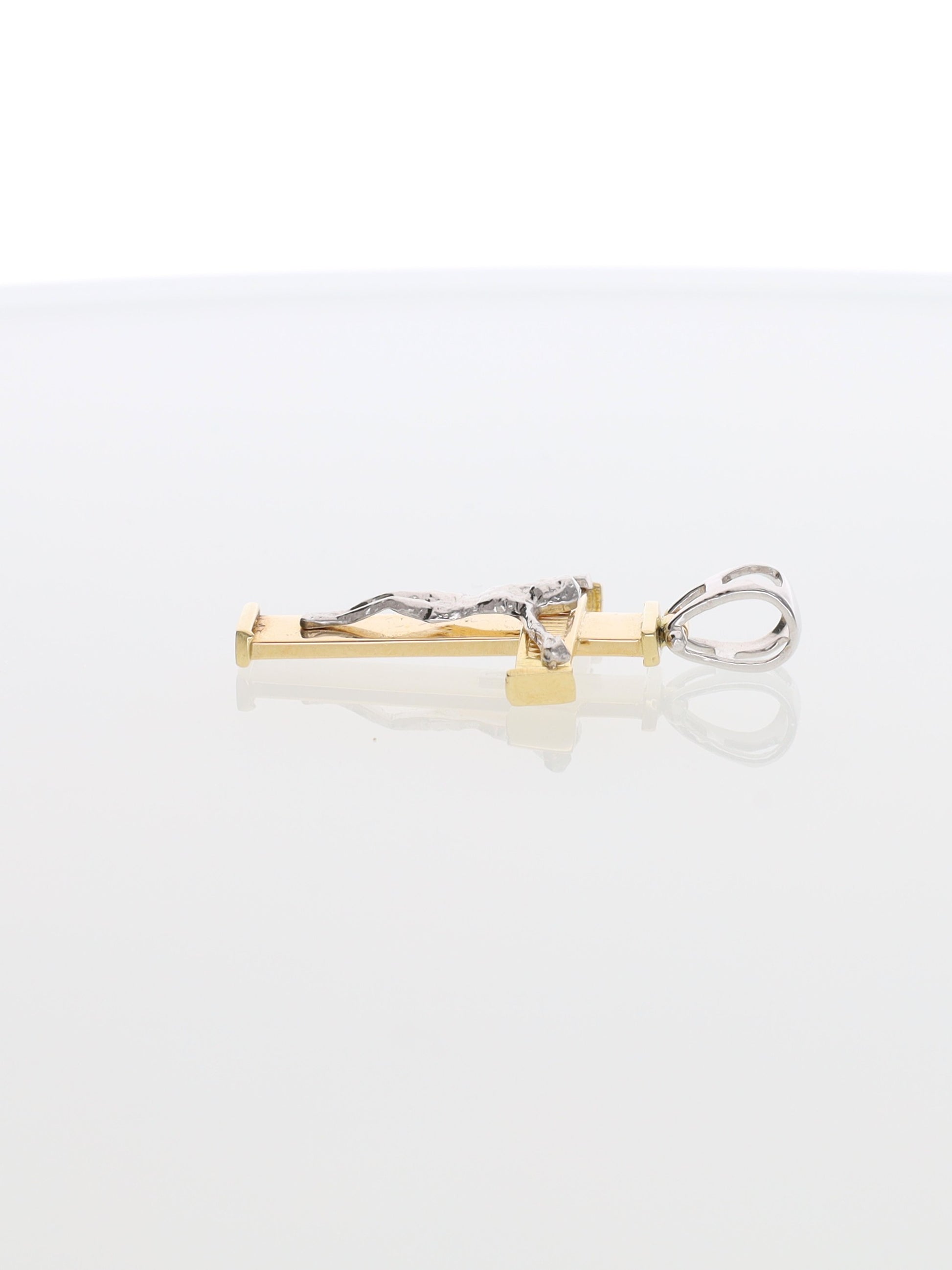 Ciondolo crocifisso oro giallo e bianco 18kt - croce squadrata