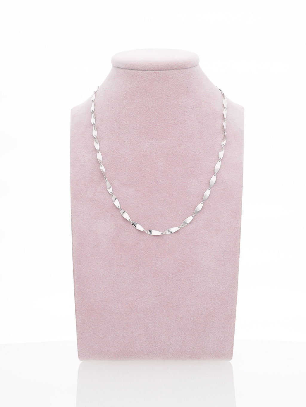 Catenina oro bianco 18kt - maglie foglie ondulate