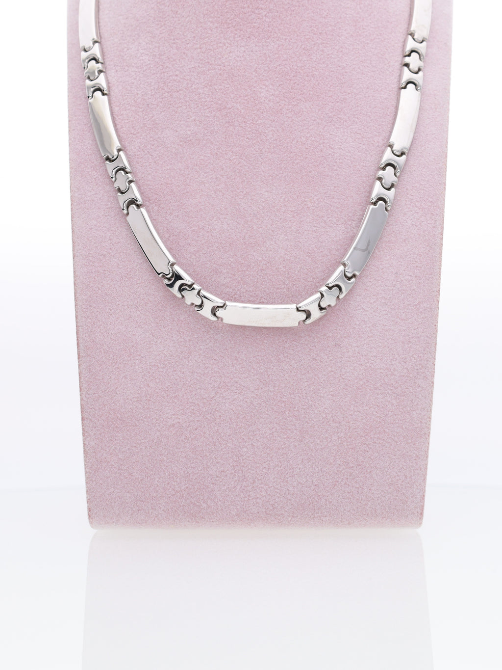 Collana Girocollo in Oro Bianco 18 kt - Maglia piastre piatte
