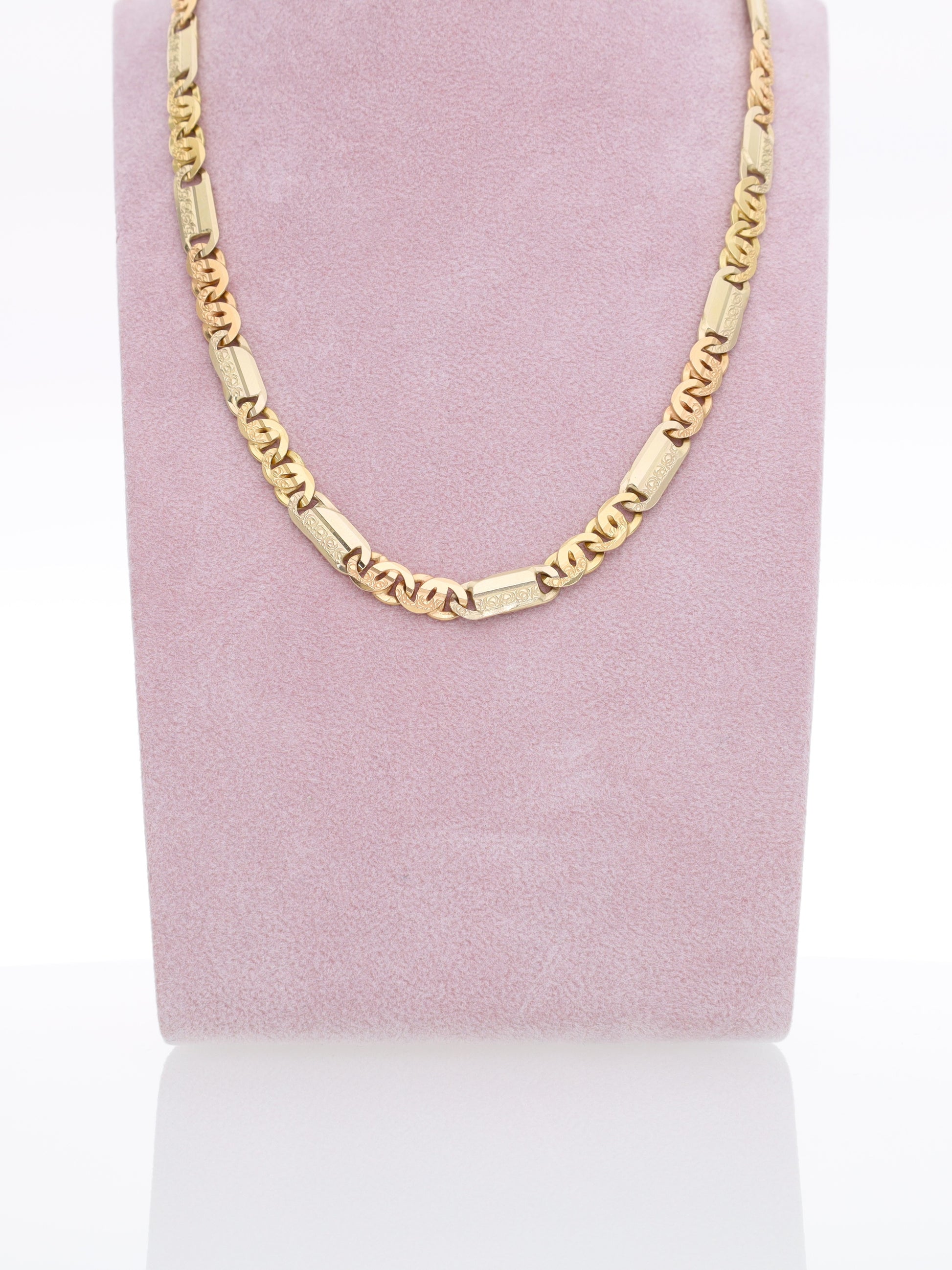 Collana due ori 18kt - Maglie piatte alternate