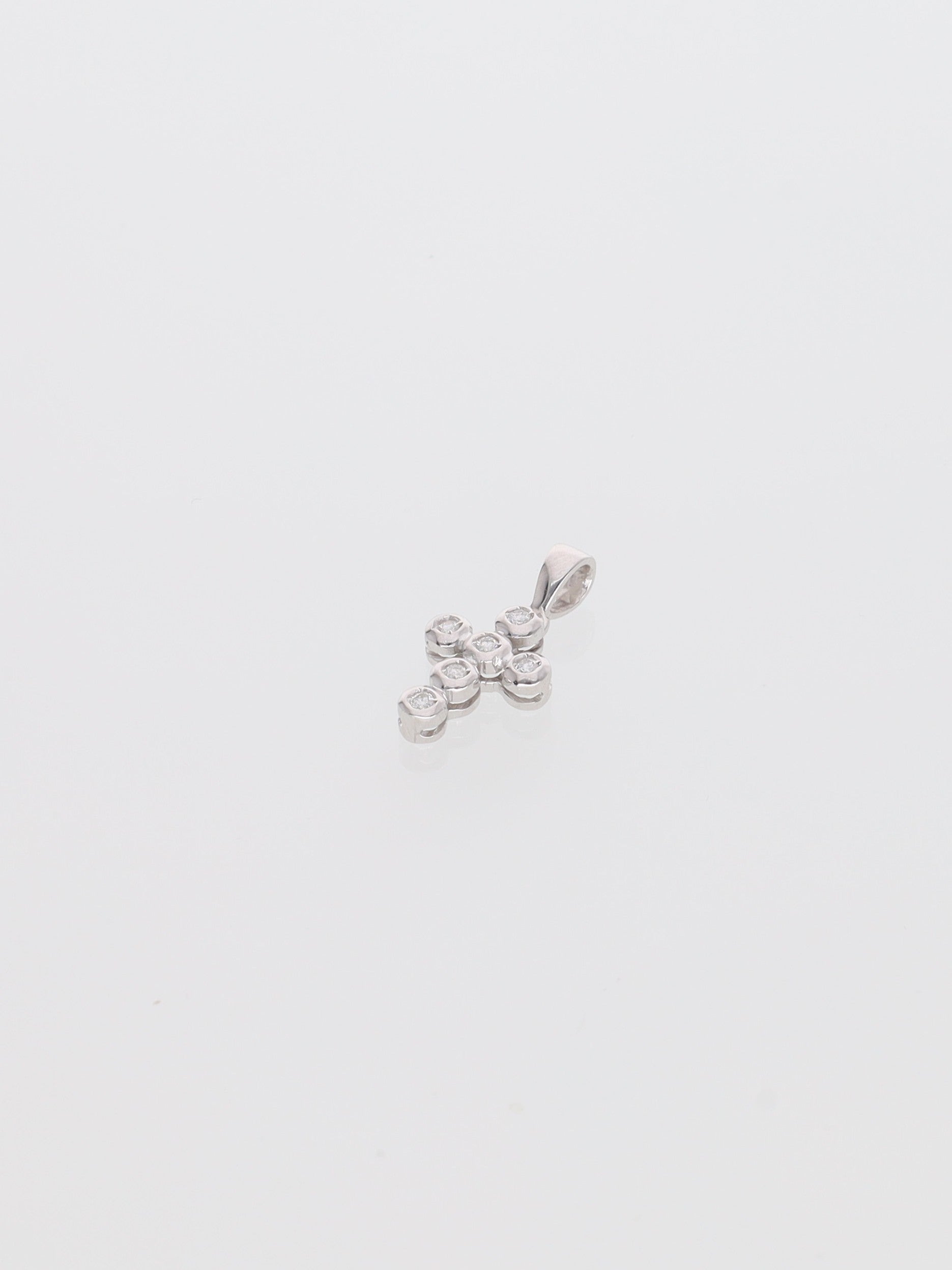 Ciondolo croce con brillanti oro bianco 18kt