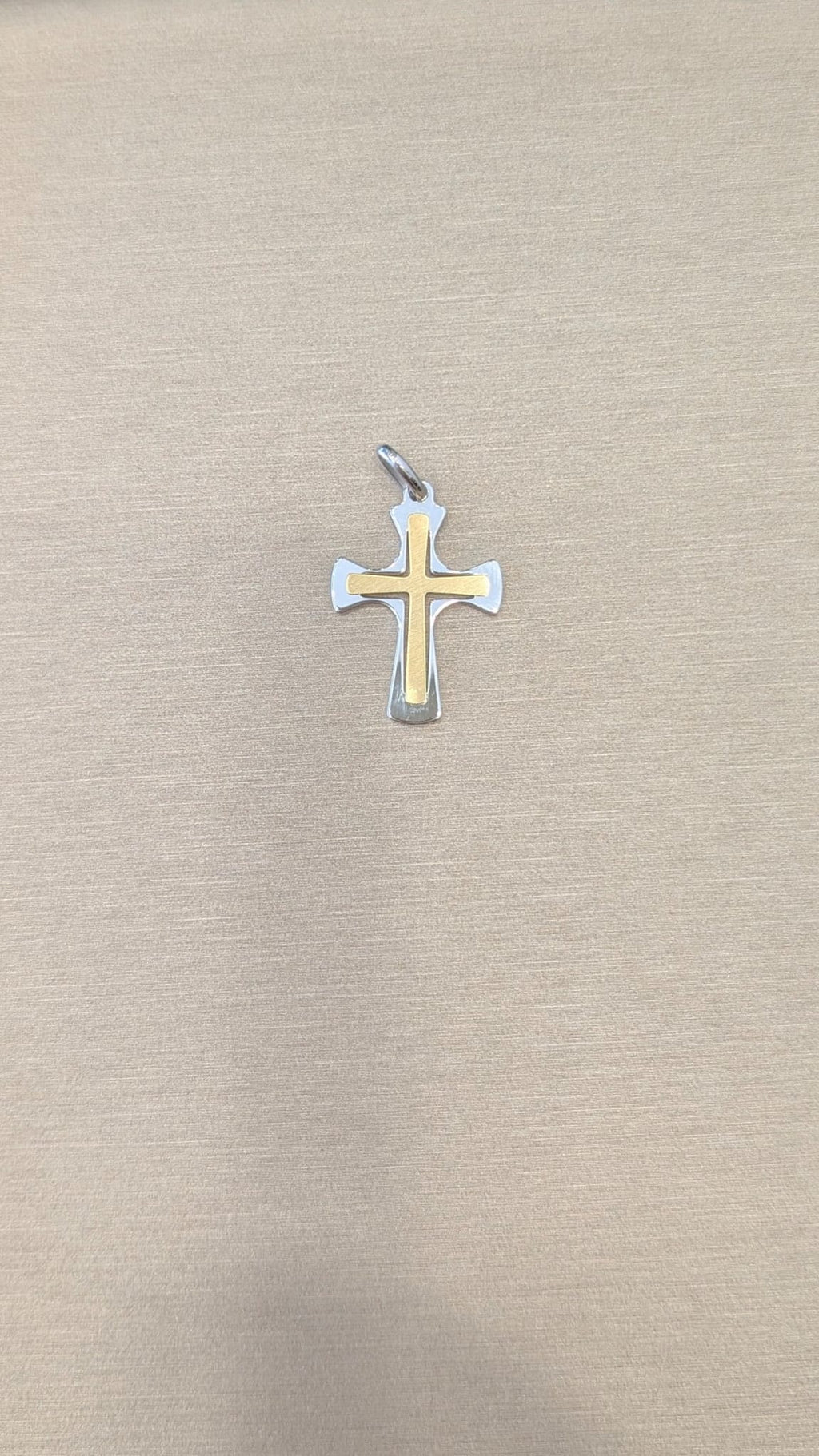 Ciondolo croce due ori 18kt - design moderno