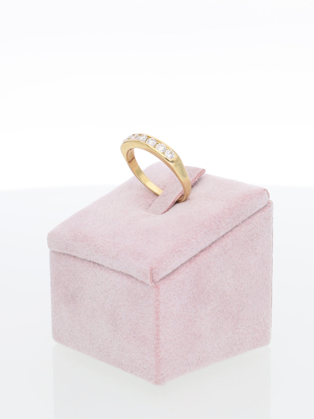 Anello Veretta in Oro Giallo 18 kt con 7 Diamanti a binario