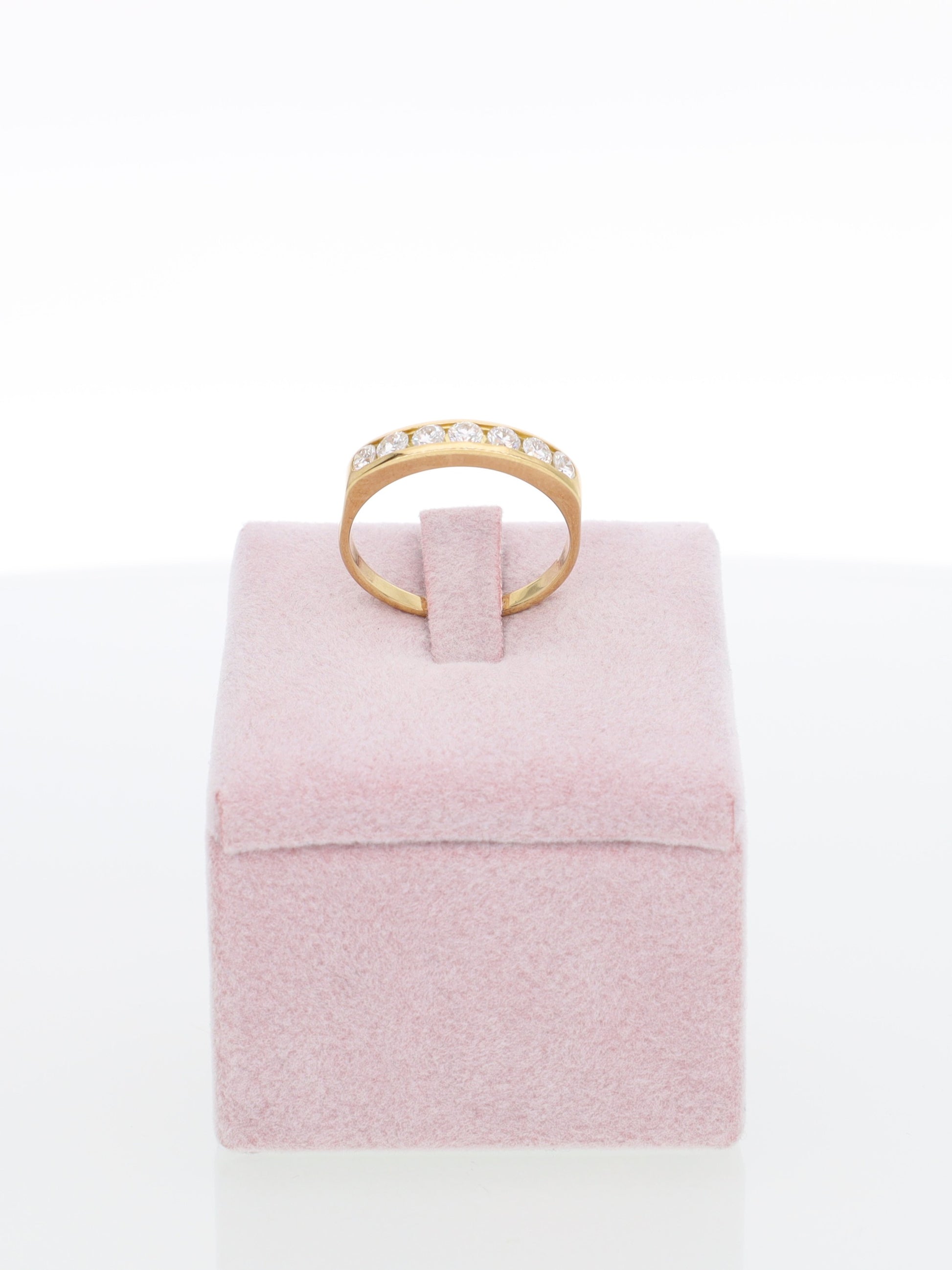 Anello Veretta in Oro Giallo 18 kt con 7 Diamanti a binario