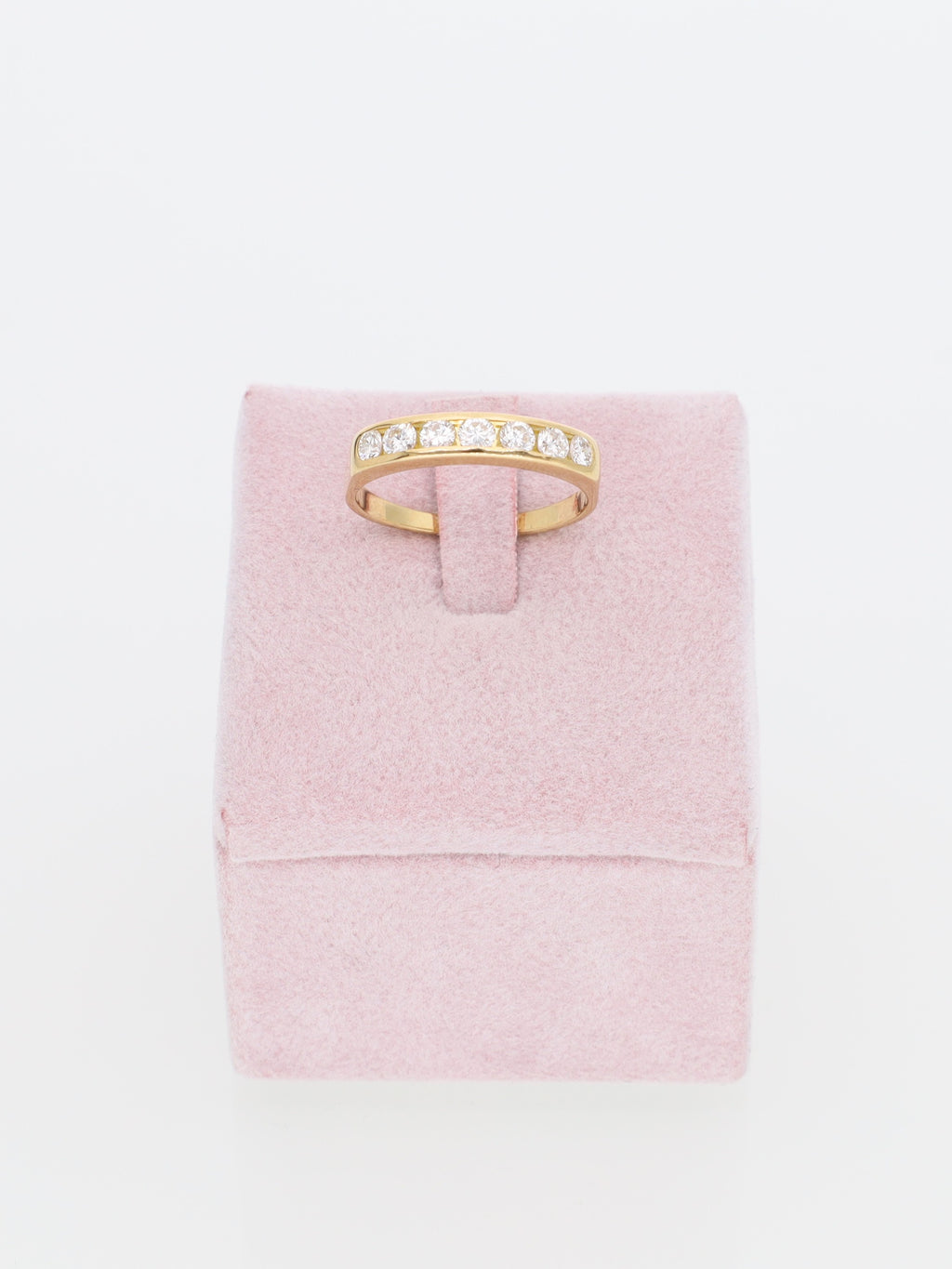 Anello Veretta in Oro Giallo 18 kt con 7 Diamanti a binario