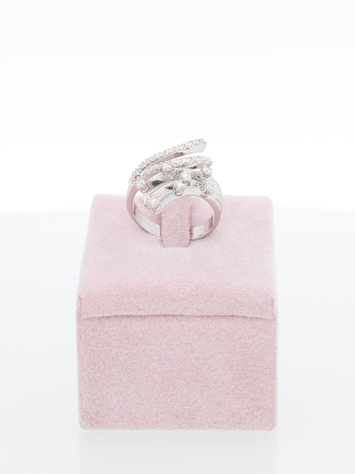 Anello contrariè in Oro Bianco 18kt fantasia di Diamanti