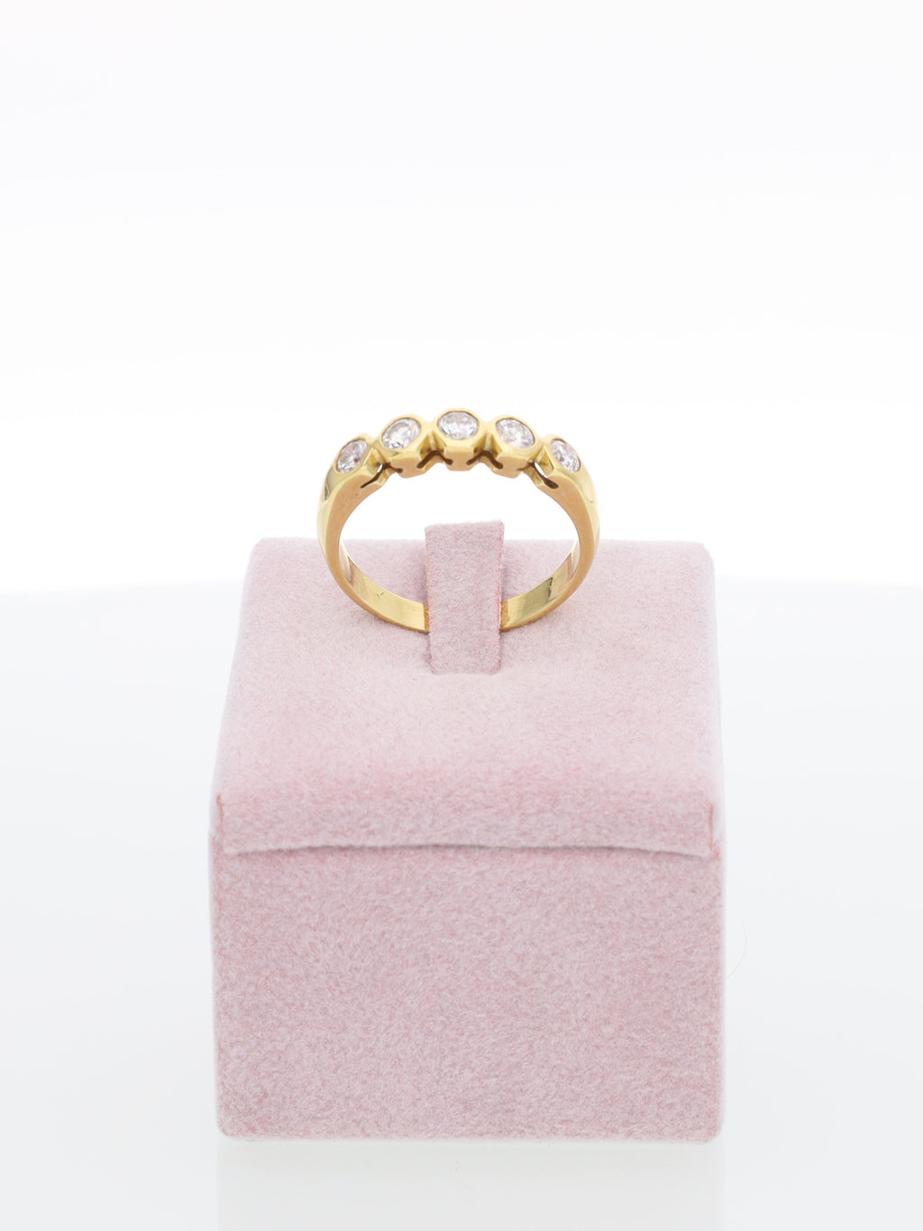 Anello veretta in oro giallo con diamanti