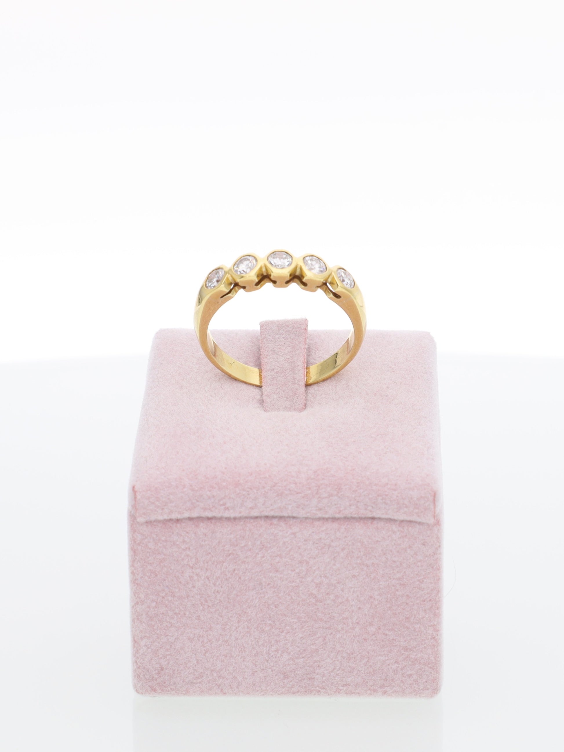 Anello veretta in oro giallo con diamanti