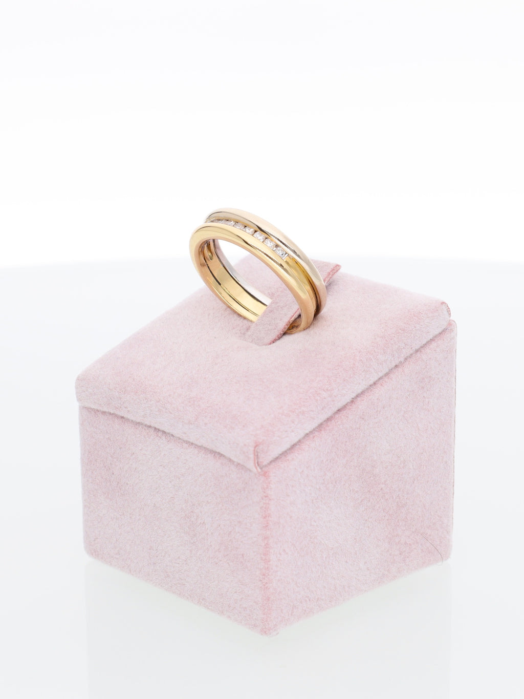 Anello veretta in oro bianco e oro giallo 18kt con Diamanti