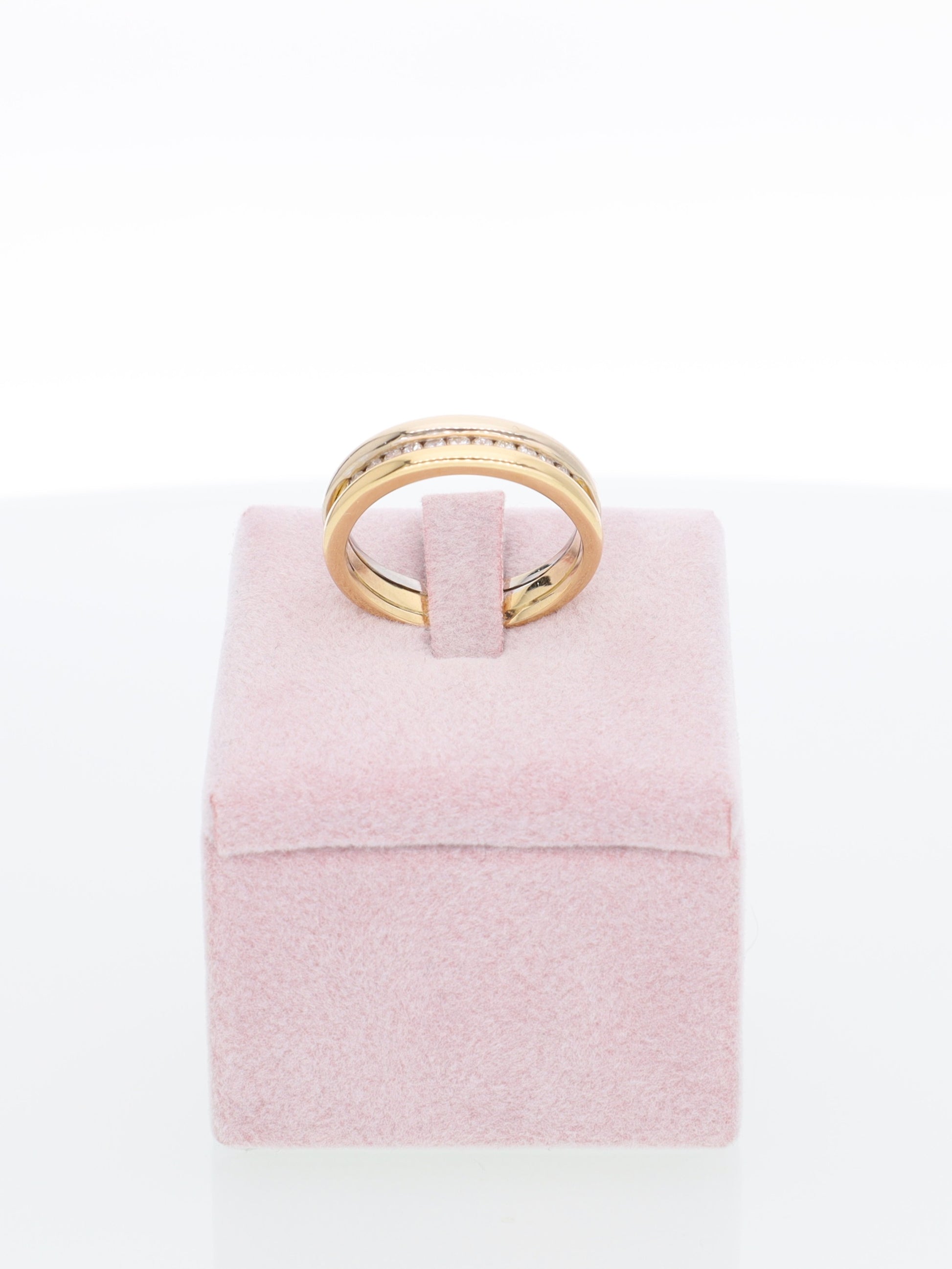 Anello veretta in oro bianco e oro giallo 18kt con Diamanti