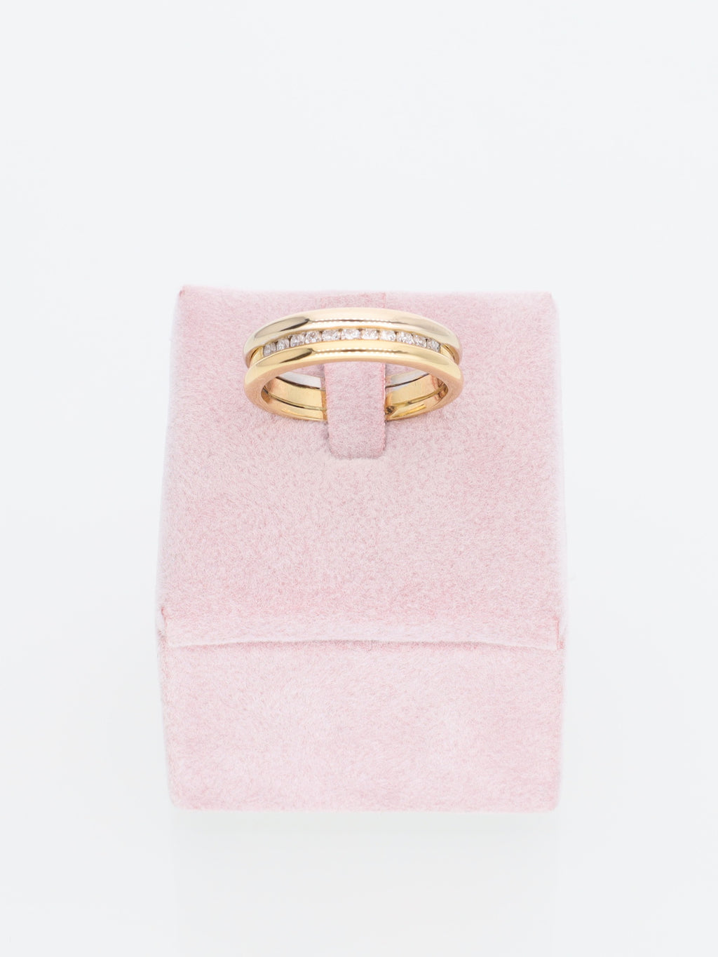 Anello veretta in oro bianco e oro giallo 18kt con Diamanti