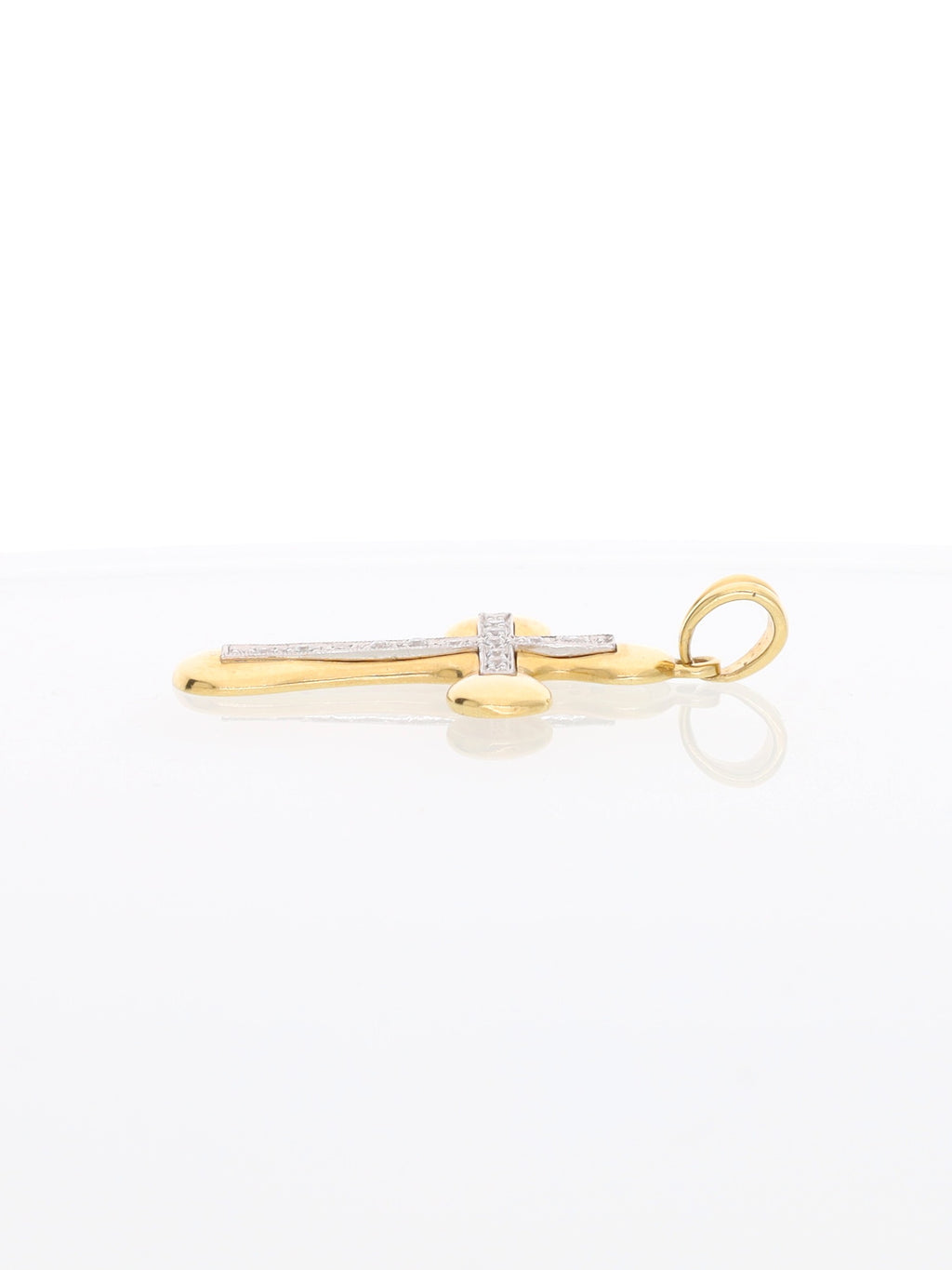 Ciondolo croce oro giallo e bianco 18kt con zirconi