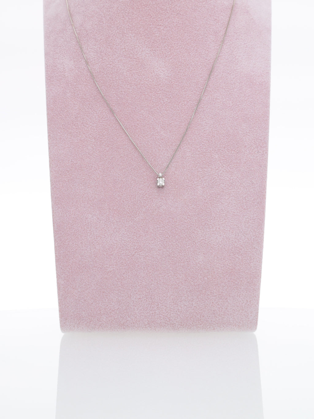 Catenina in oro bianco 18kt con punto luce - Diamante 0.05ct