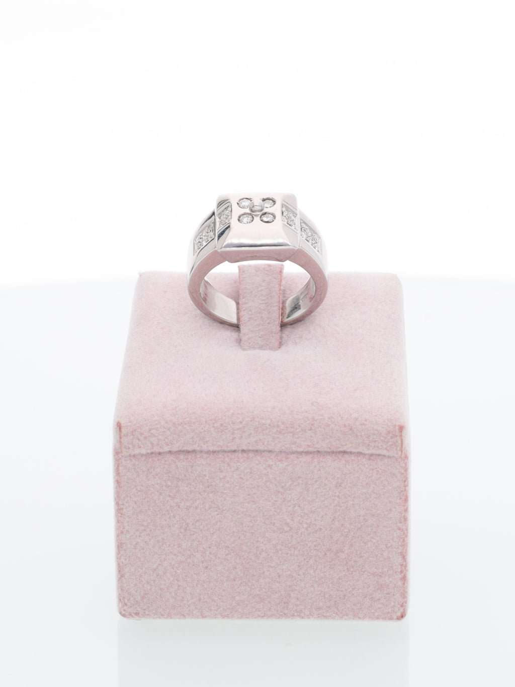 Anello squadrato in Oro Bianco 18kt con Diamanti
