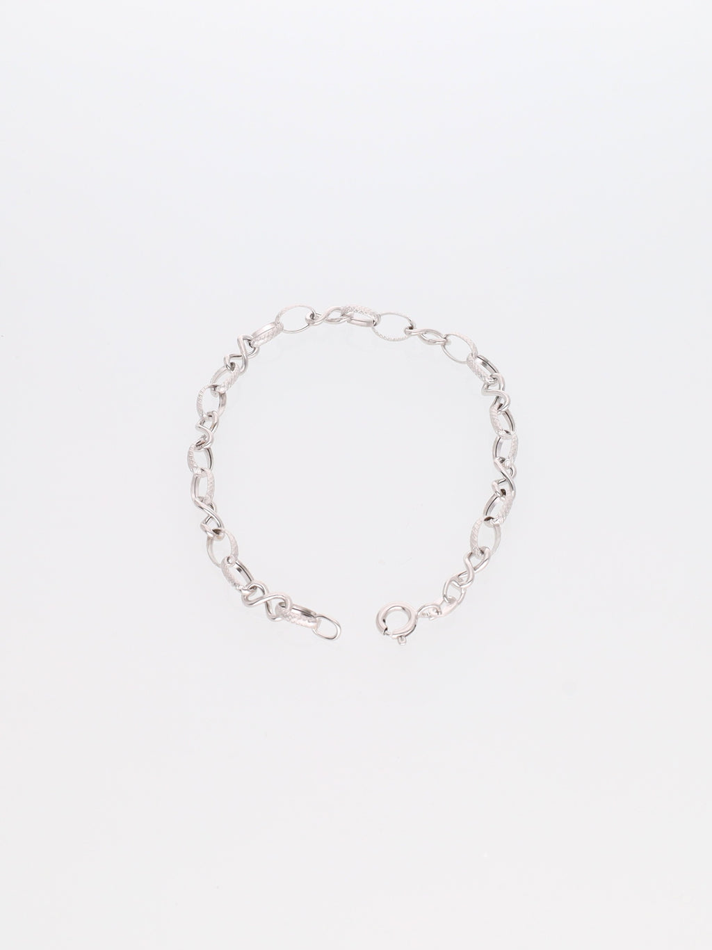 Bracciale in Oro Bianco 18 kt - maglie ovali alternate microincise
