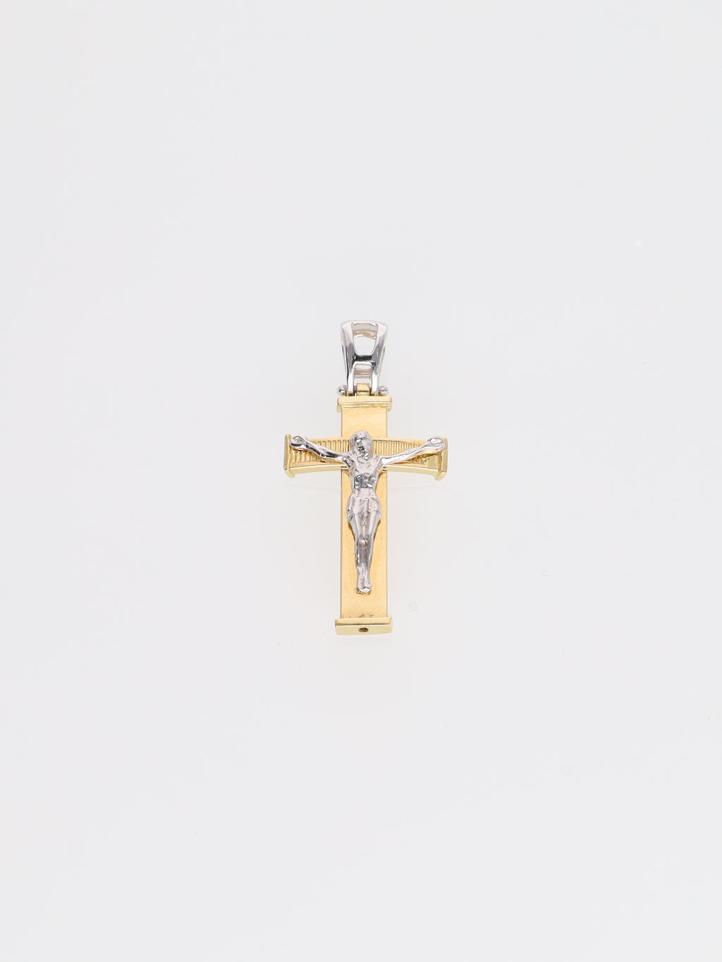 Ciondolo crocifisso oro giallo e bianco 18kt - croce squadrata