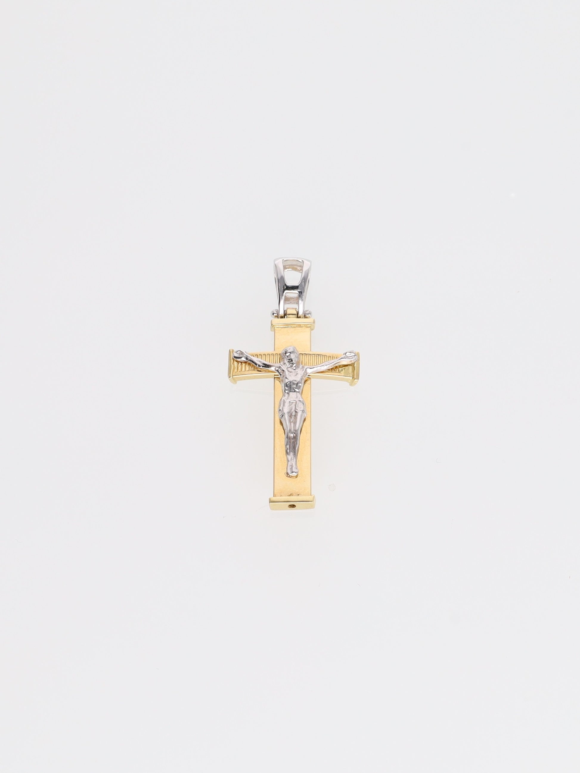 Ciondolo crocifisso oro giallo e bianco 18kt - croce squadrata