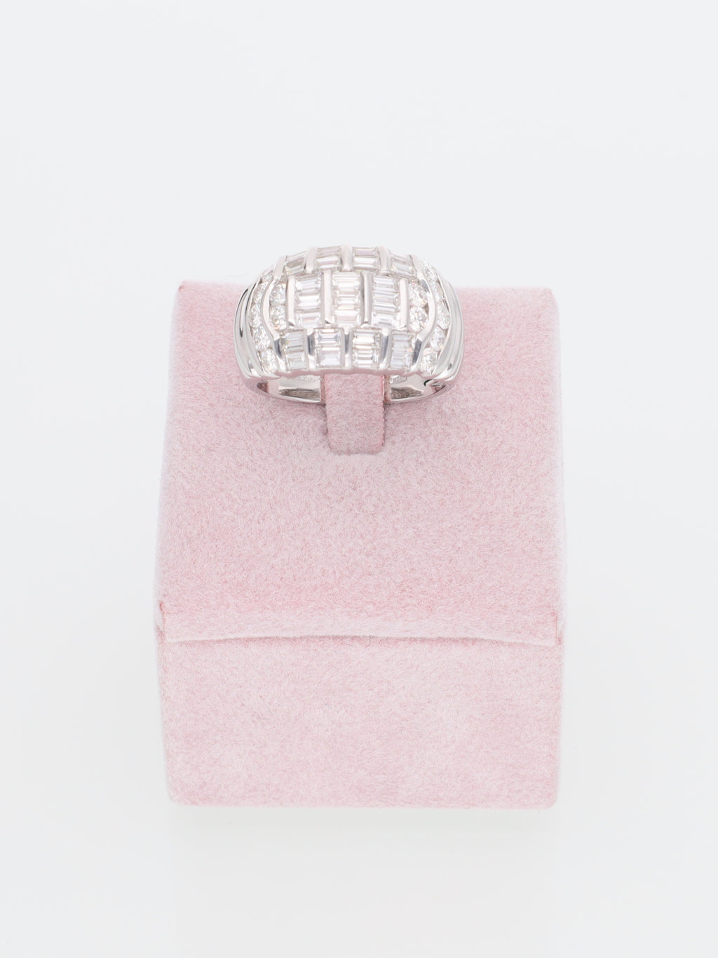 Anello a Fascia in Oro Bianco 18kt con sezioni di Diamanti - marcato Salvini