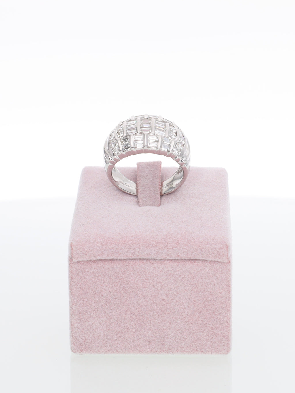 Anello a Fascia in Oro Bianco 18kt con sezioni di Diamanti - marcato Salvini