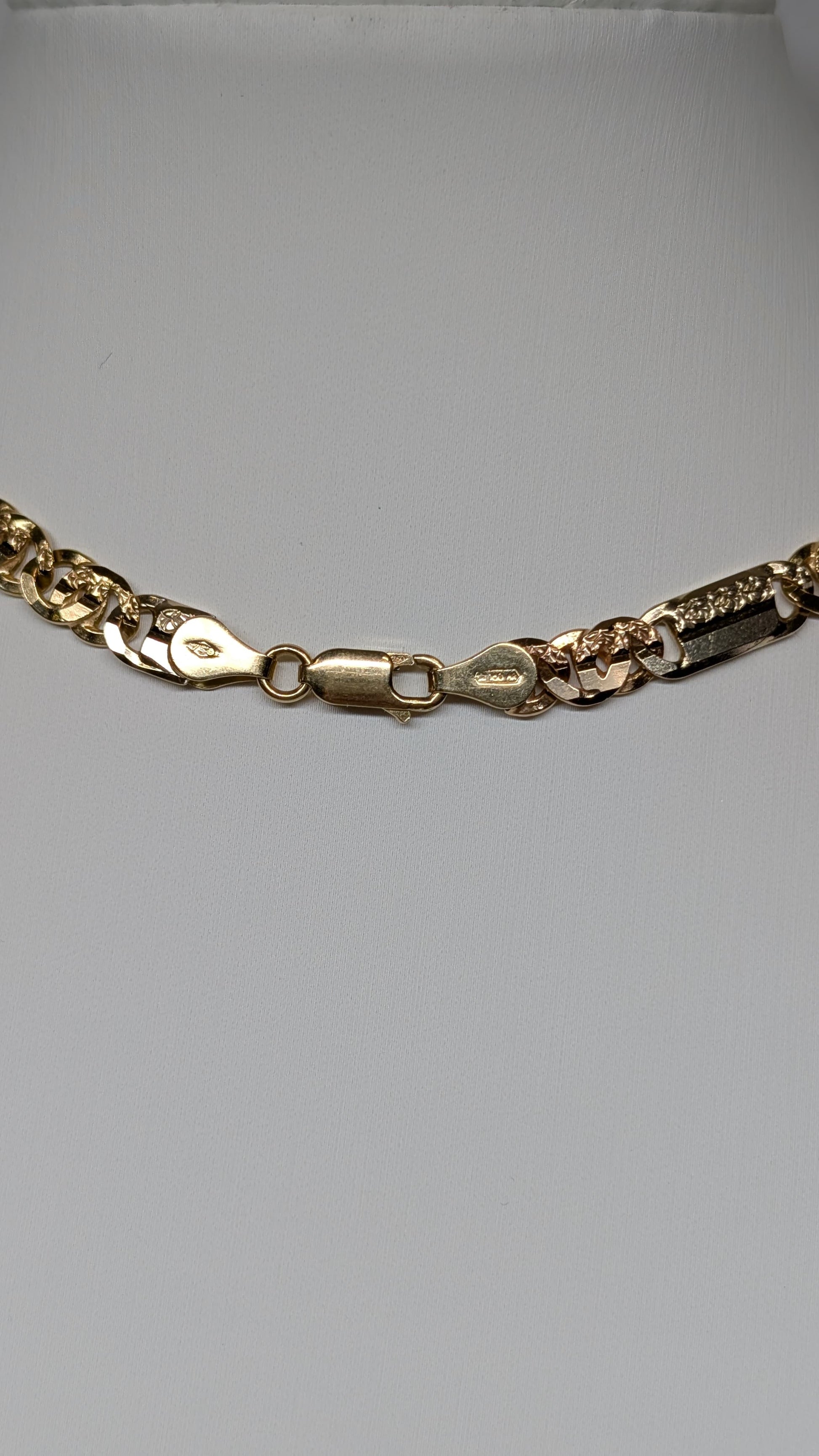 Collana due ori 18kt - Maglie piatte alternate