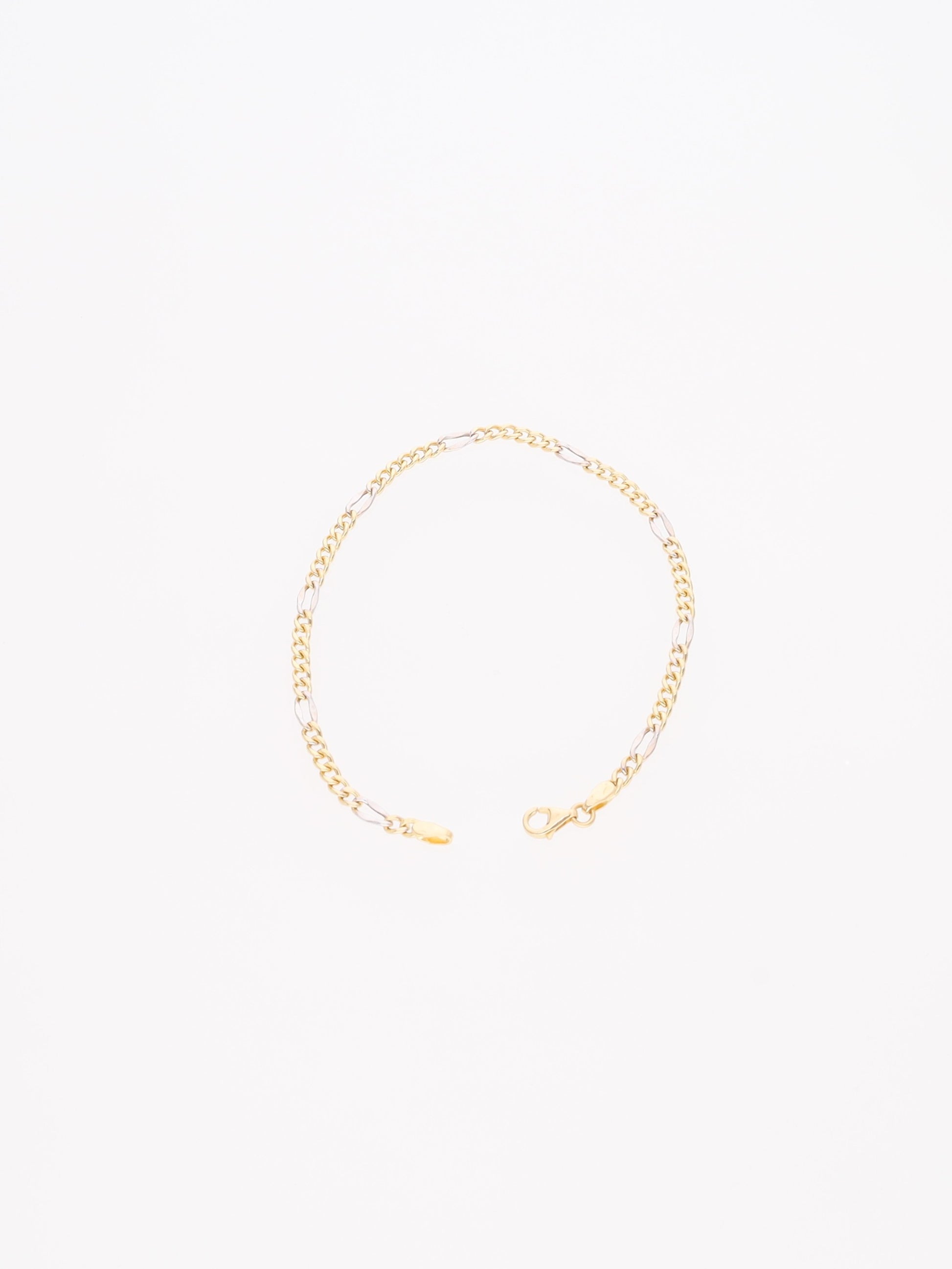 Bracciale in Oro Giallo e Bianco18 kt - maglia Figaro