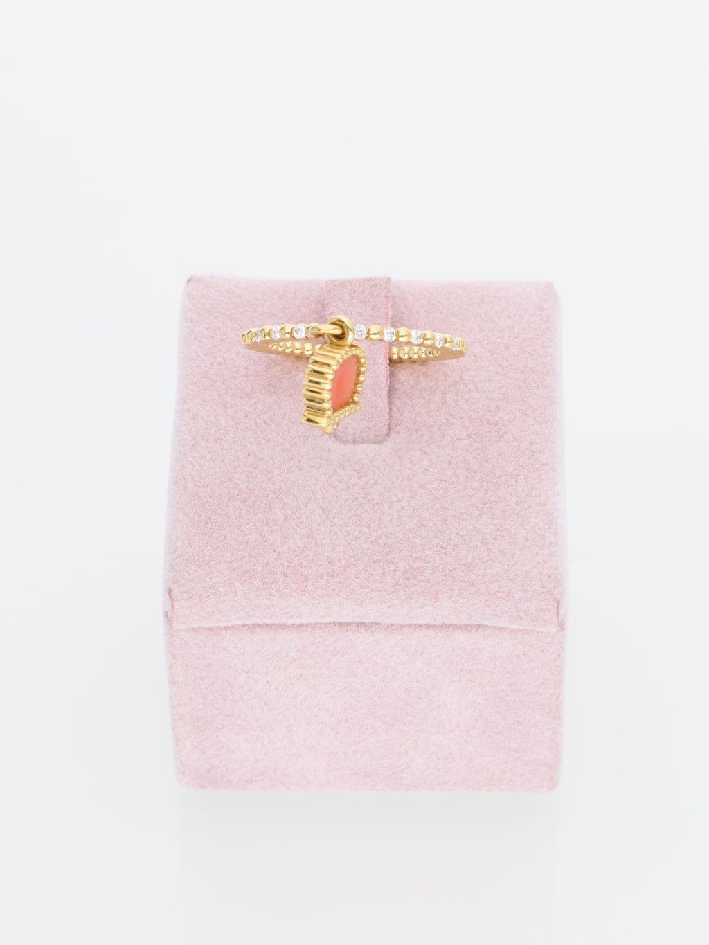 Anello Oro Giallo 18 kt "Chantecler" con Diamanti e corallo