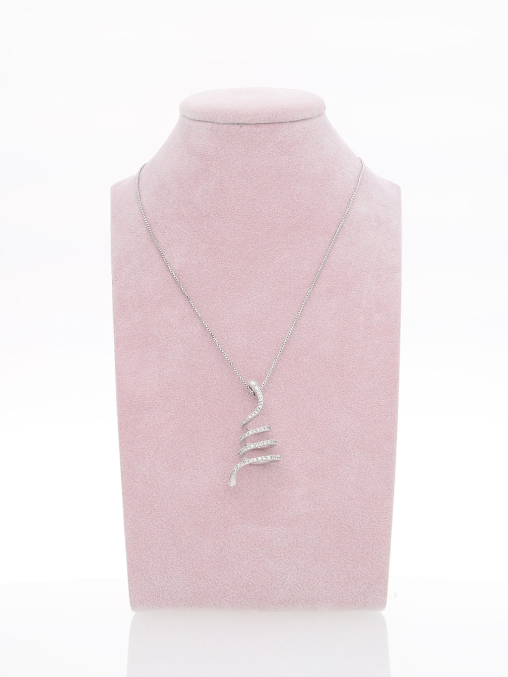 Catenina in oro bianco 18kt con ciondolo a spirale e diamanti