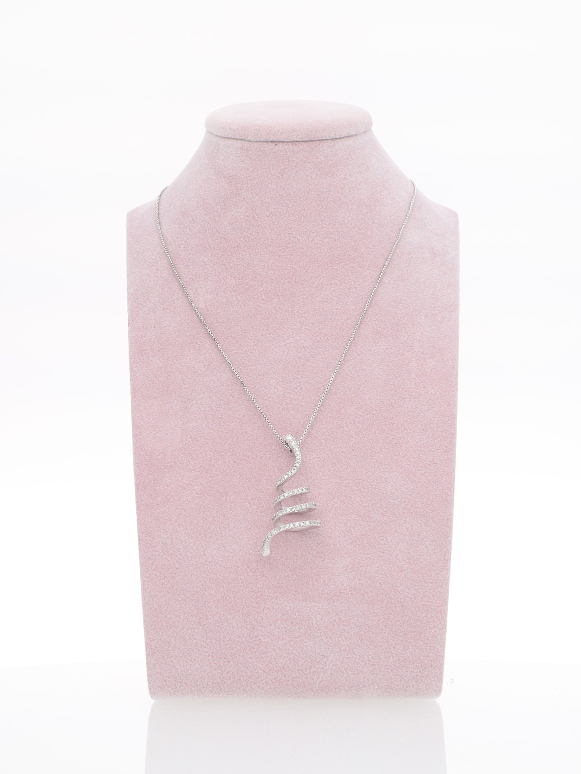 Catenina in oro bianco 18kt con ciondolo a spirale e diamanti