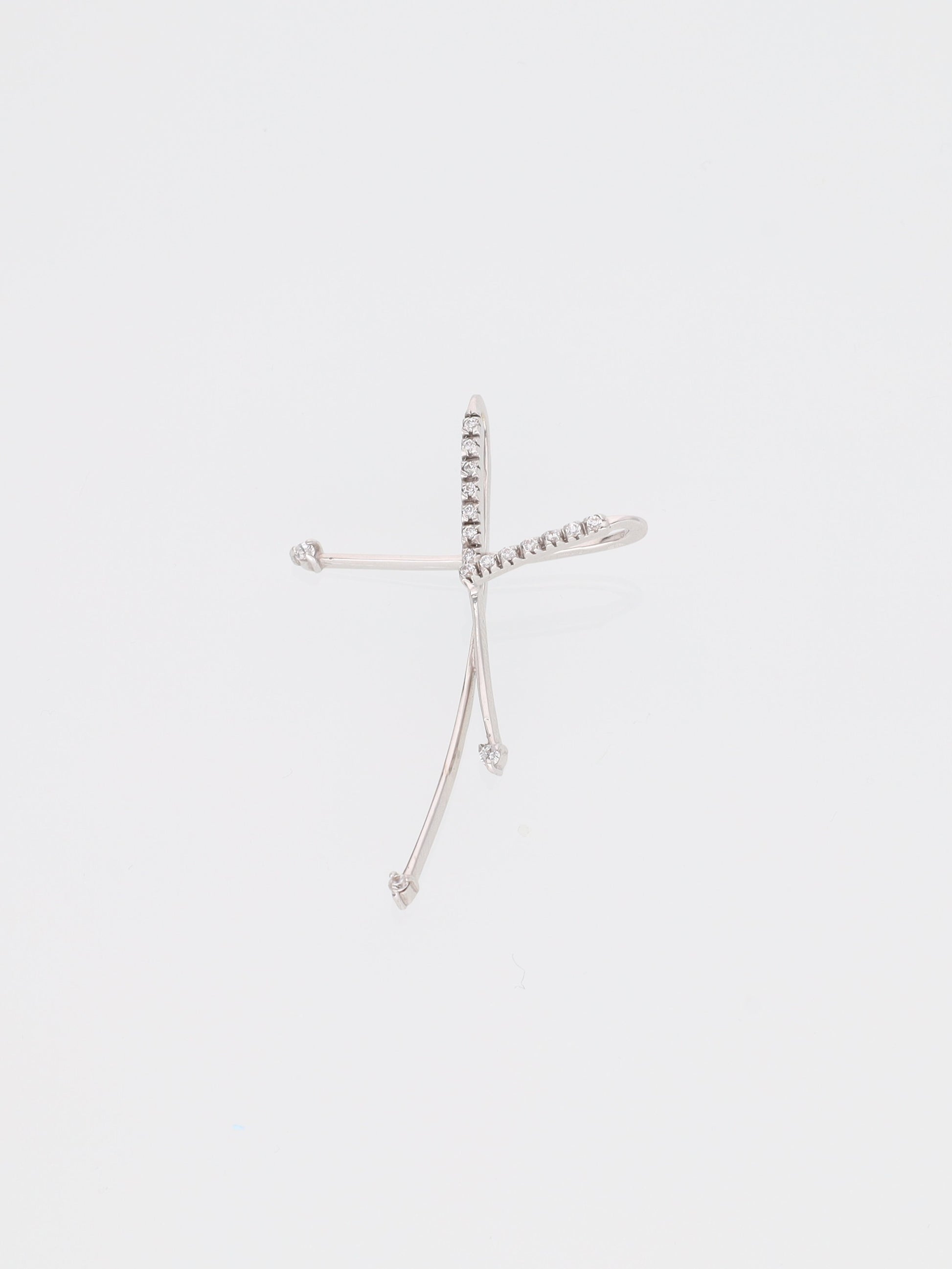 Ciondolo croce con brillanti oro bianco 18kt - design moderno