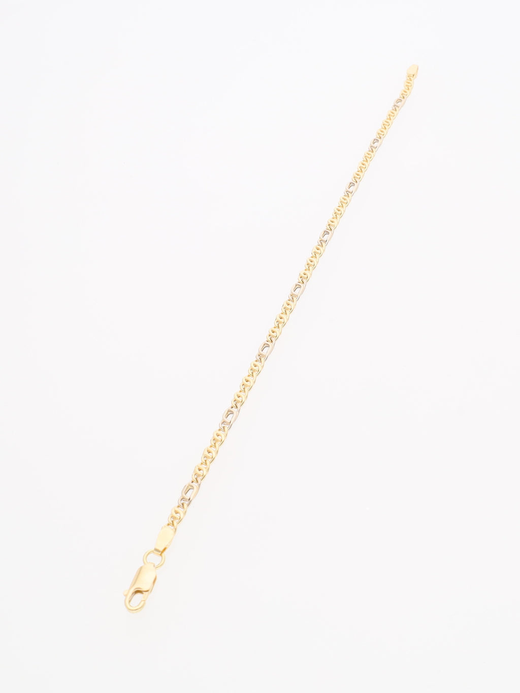 Bracciale in Oro Giallo e Bianco 18 kt - Maglia alternata occhio Tigre e Pernice