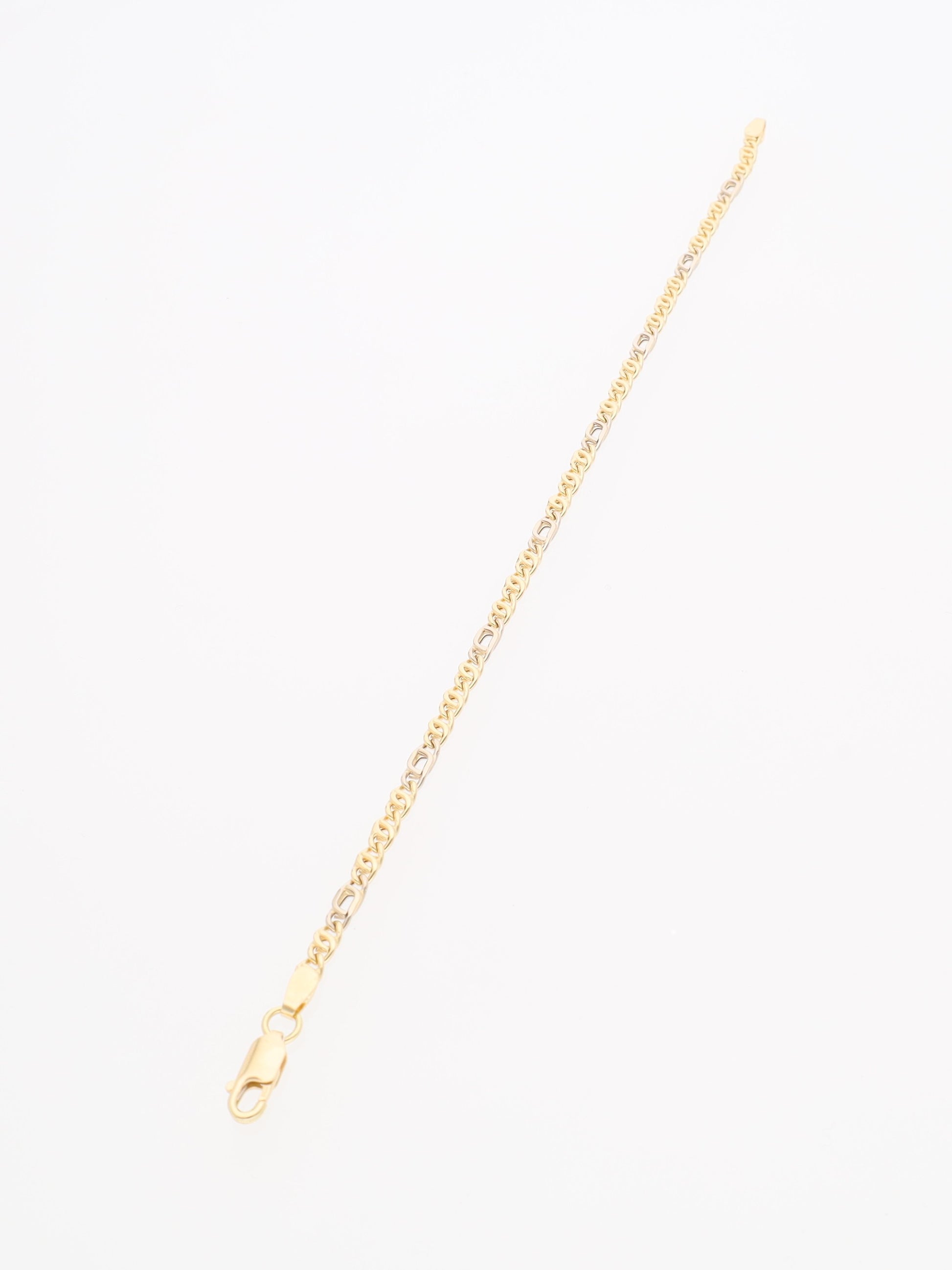 Bracciale in Oro Giallo e Bianco 18 kt - Maglia alternata occhio Tigre e Pernice