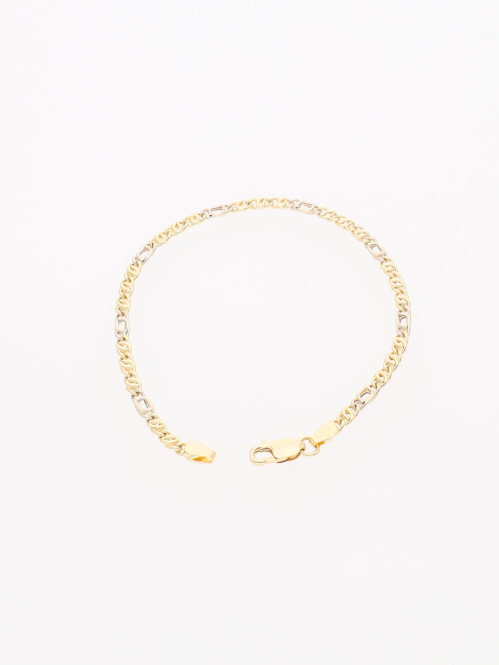 Bracciale in Oro Giallo e Bianco 18 kt - Maglia alternata occhio Tigre e Pernice