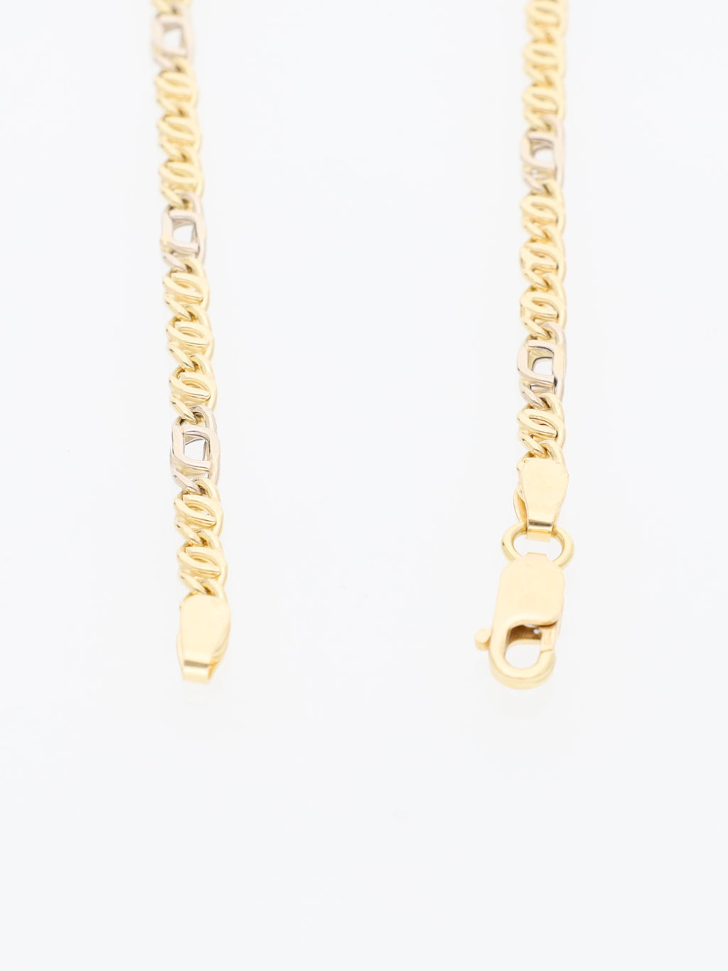 Bracciale in Oro Giallo e Bianco 18 kt - Maglia alternata occhio Tigre e Pernice