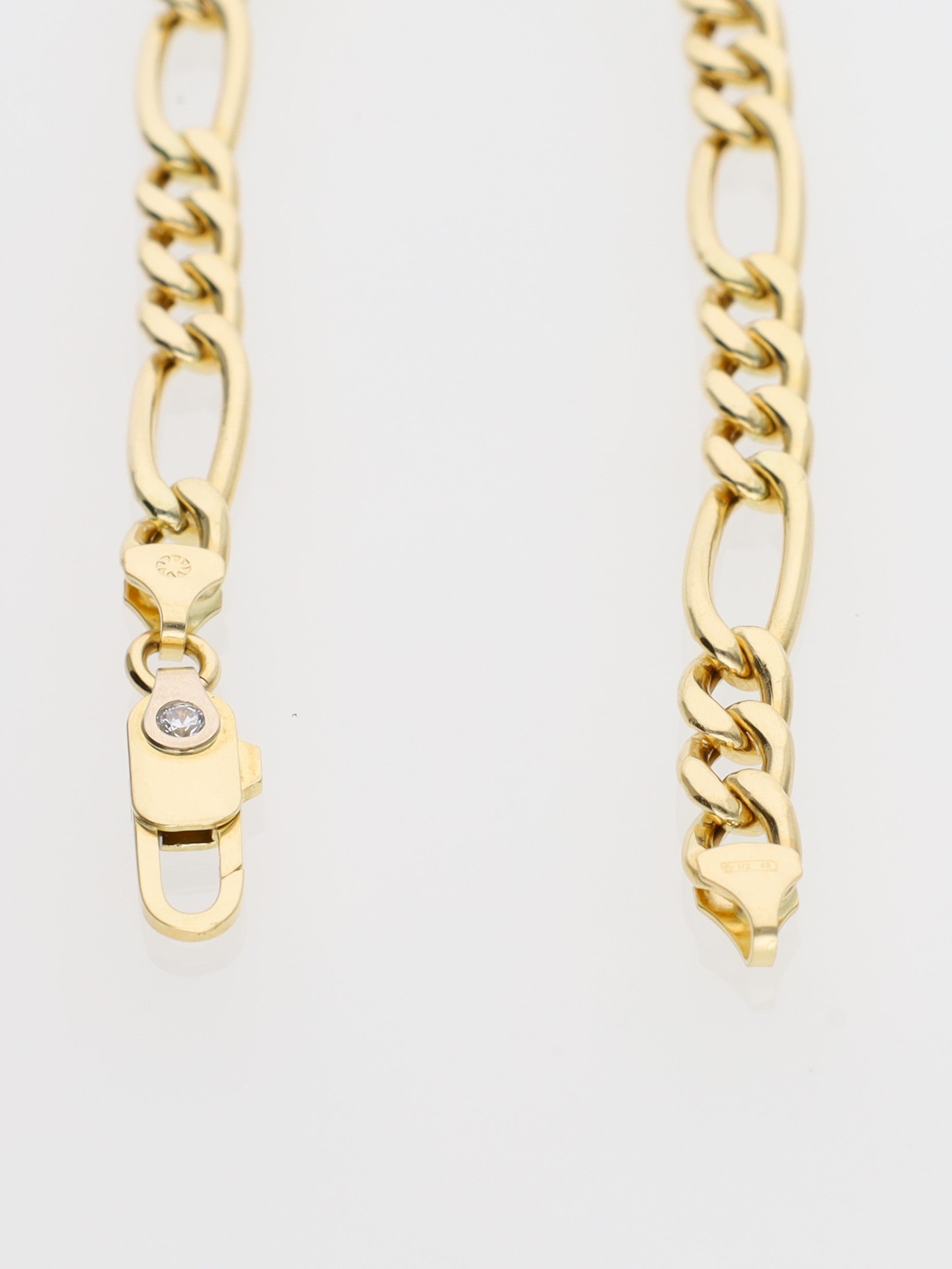 Bracciale in Oro Giallo 18 kt - Maglia Figaro 3+1 con zircone