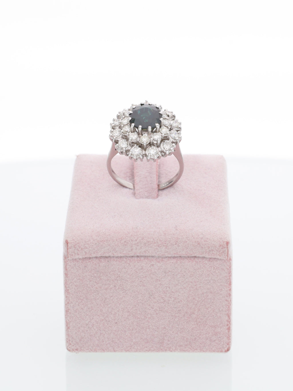Anello margherita oro bianco 18kt - Zaffiro e Diamanti