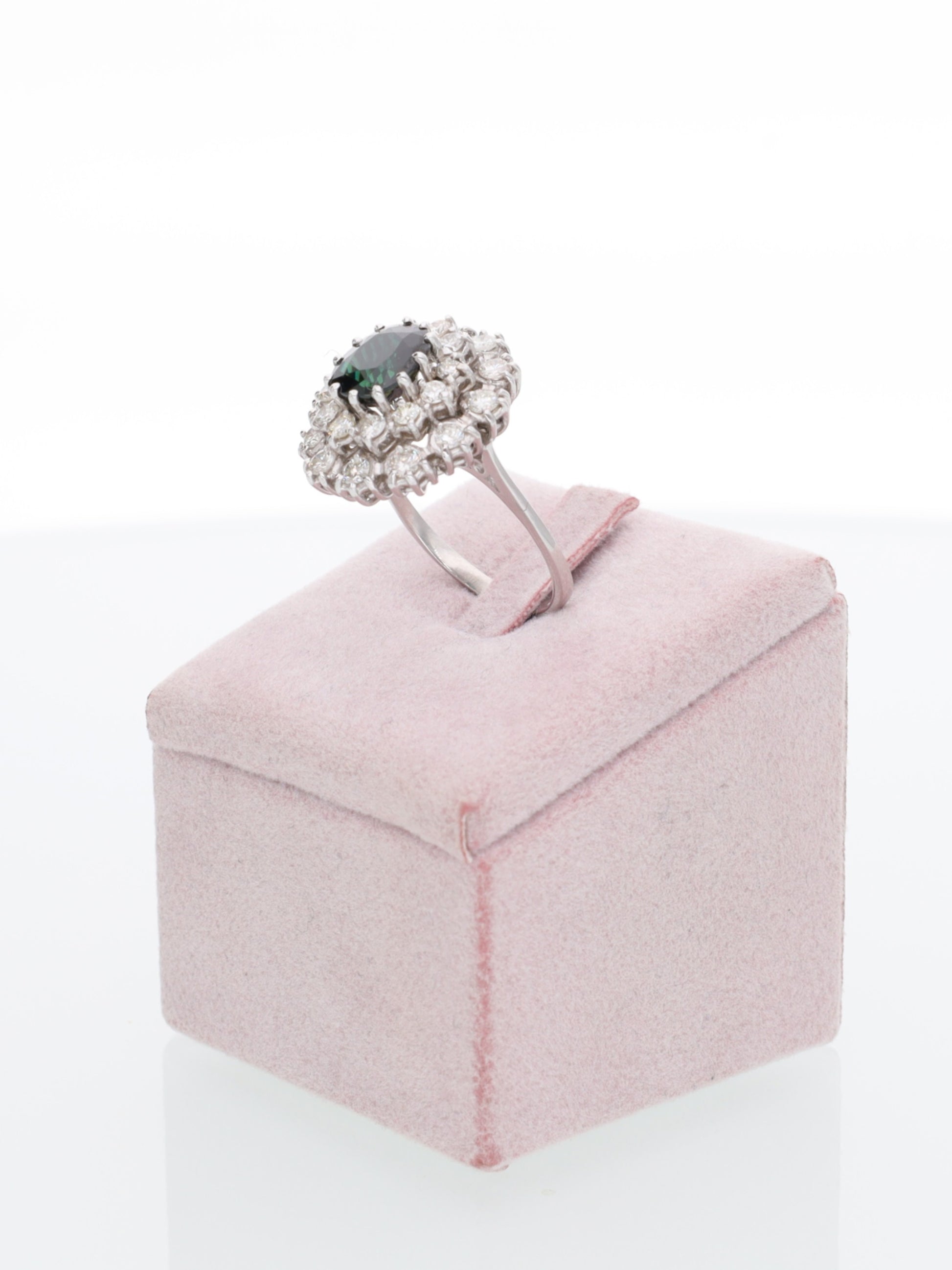 Anello margherita oro bianco 18kt - Zaffiro e Diamanti
